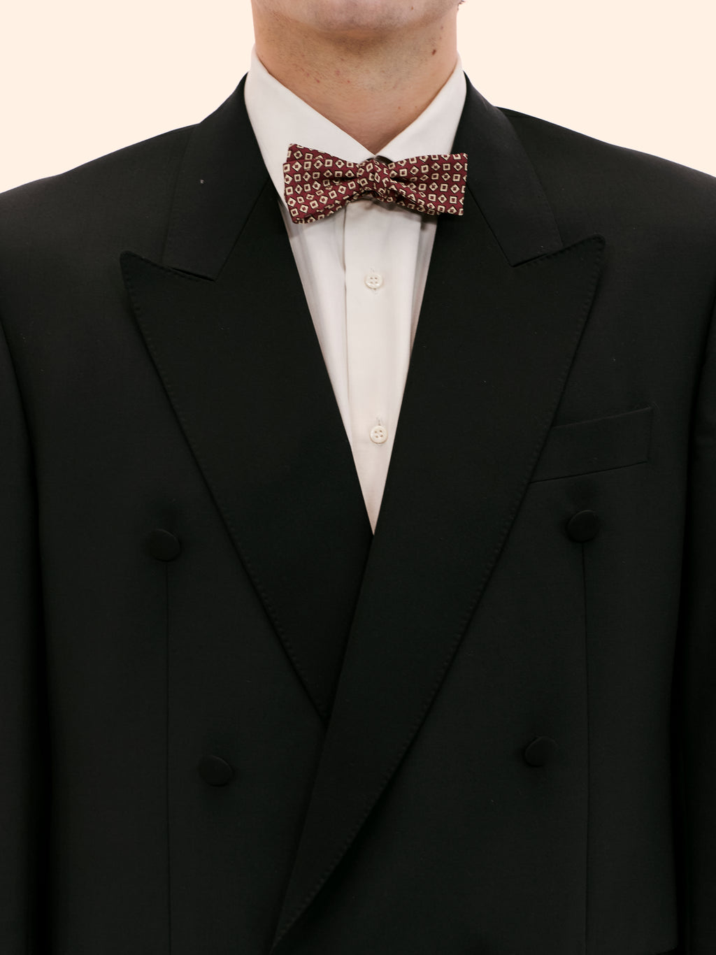 LONDON BEAU RED GEOMETRIC BOW TIE