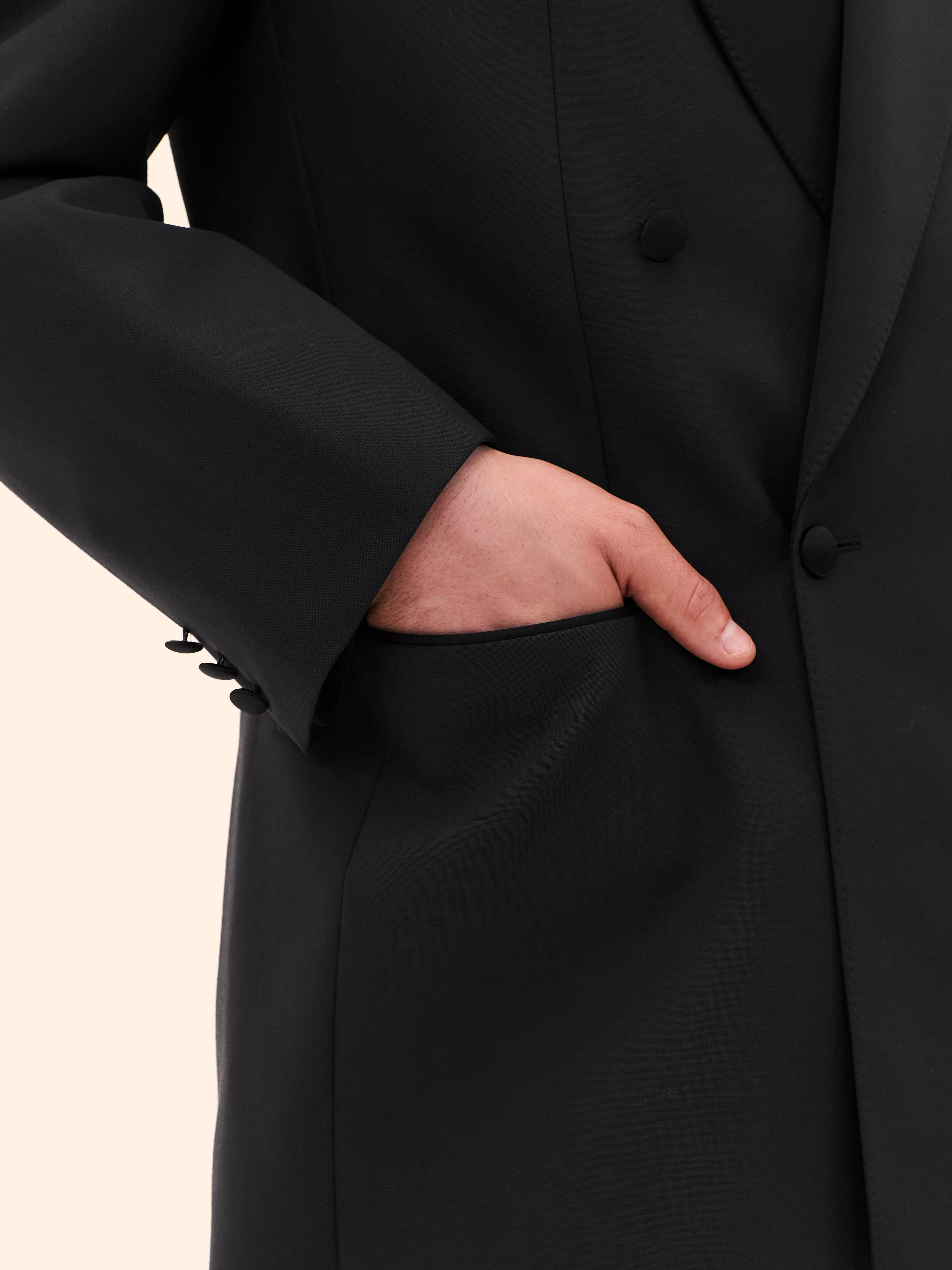 1980'S BAUMLER BLACK DOUBLE BREASTED DINNER SUIT