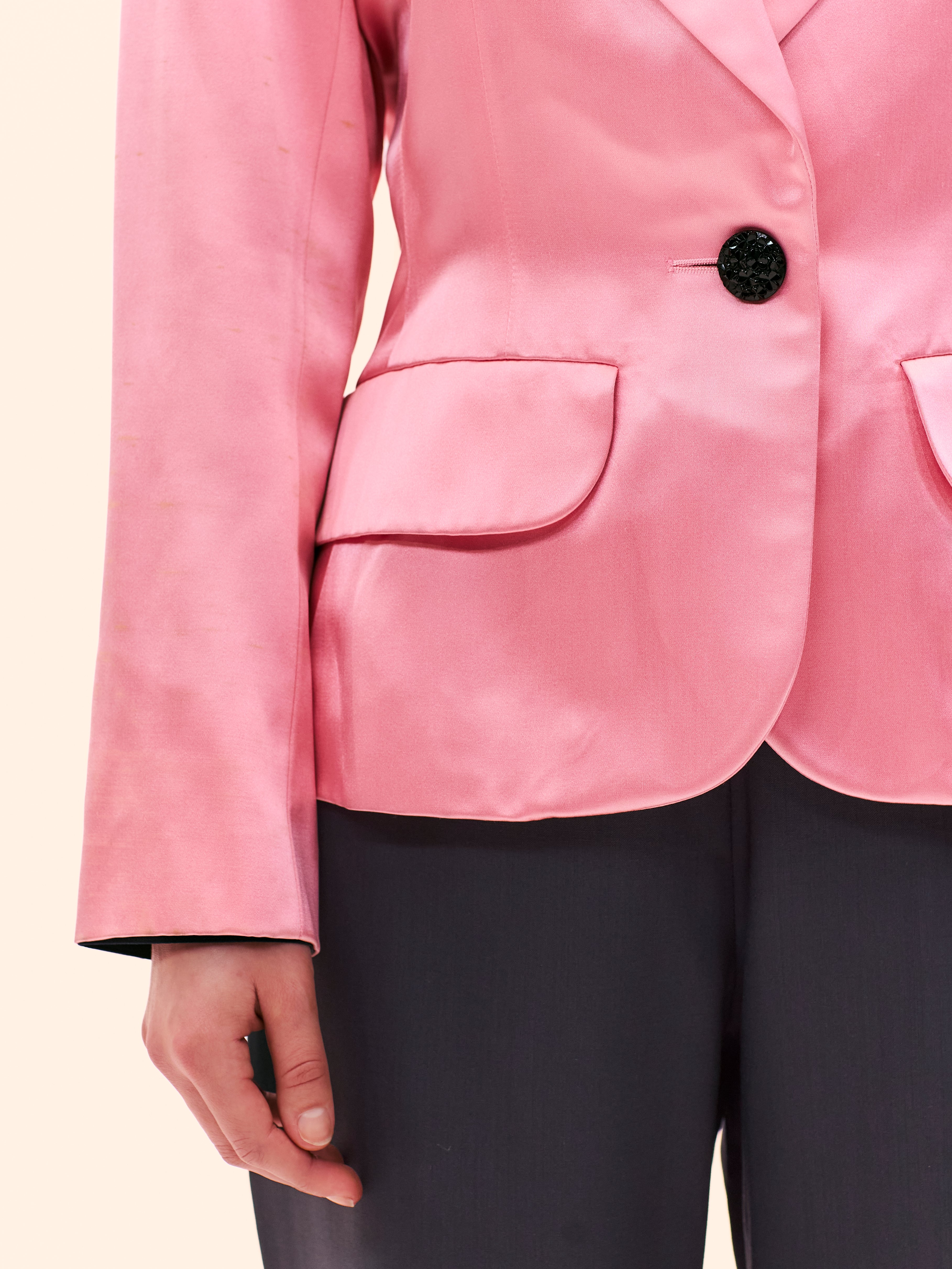 AW92-93 YVES SAINT LAURENT BABY PINK SATIN BLAZER