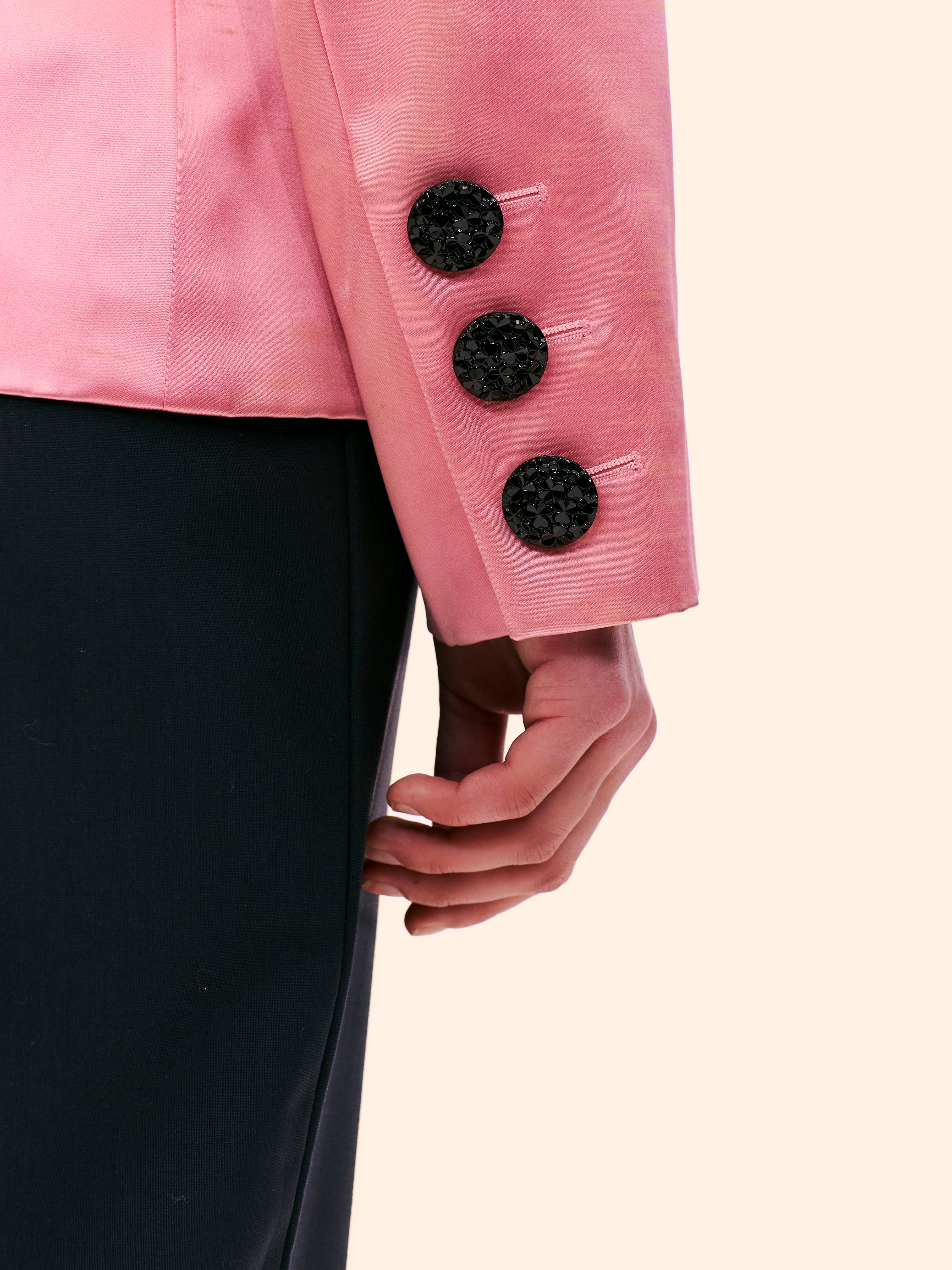 AW92-93 YVES SAINT LAURENT BABY PINK SATIN BLAZER