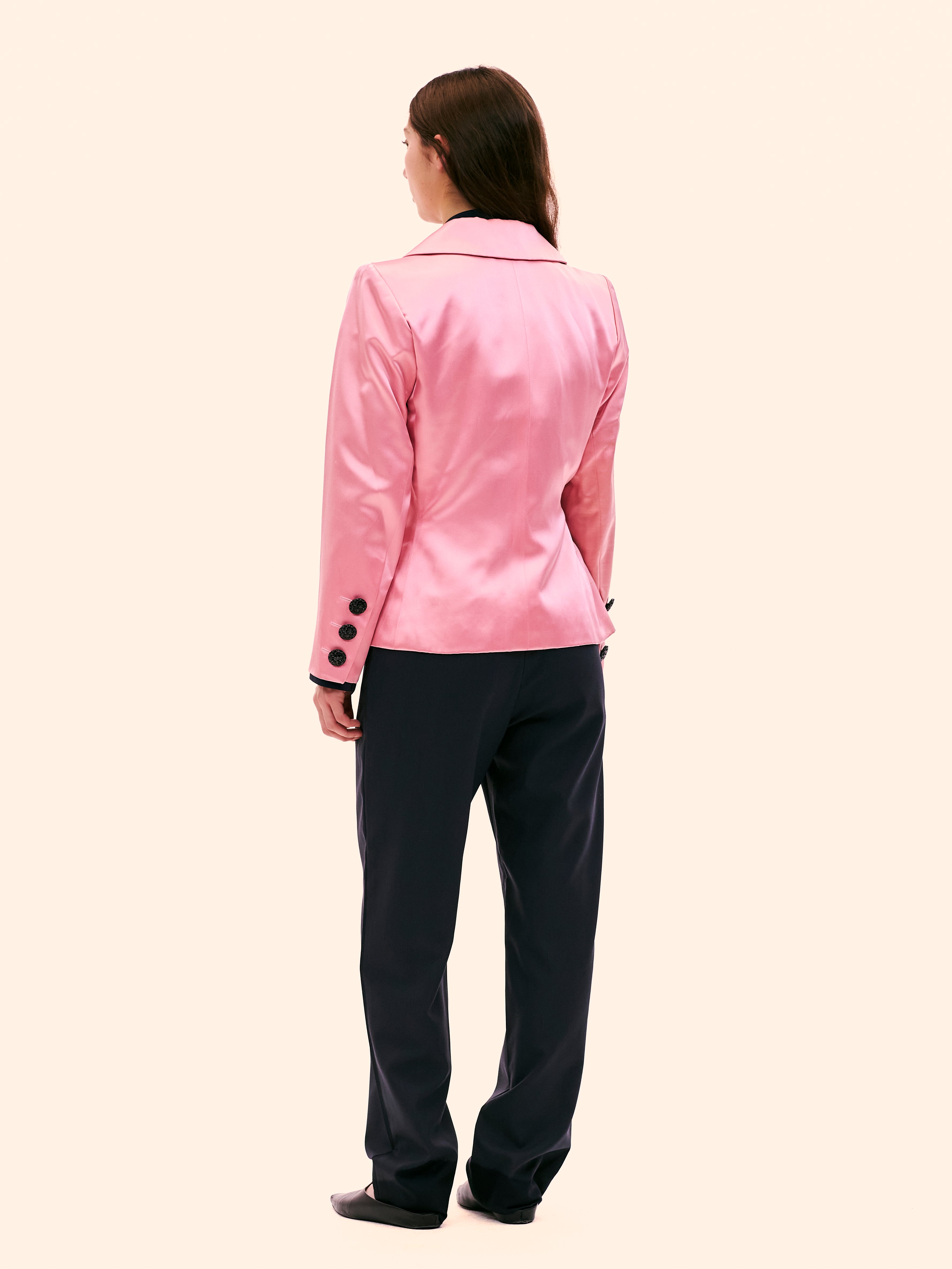 AW92-93 YVES SAINT LAURENT BABY PINK SATIN BLAZER