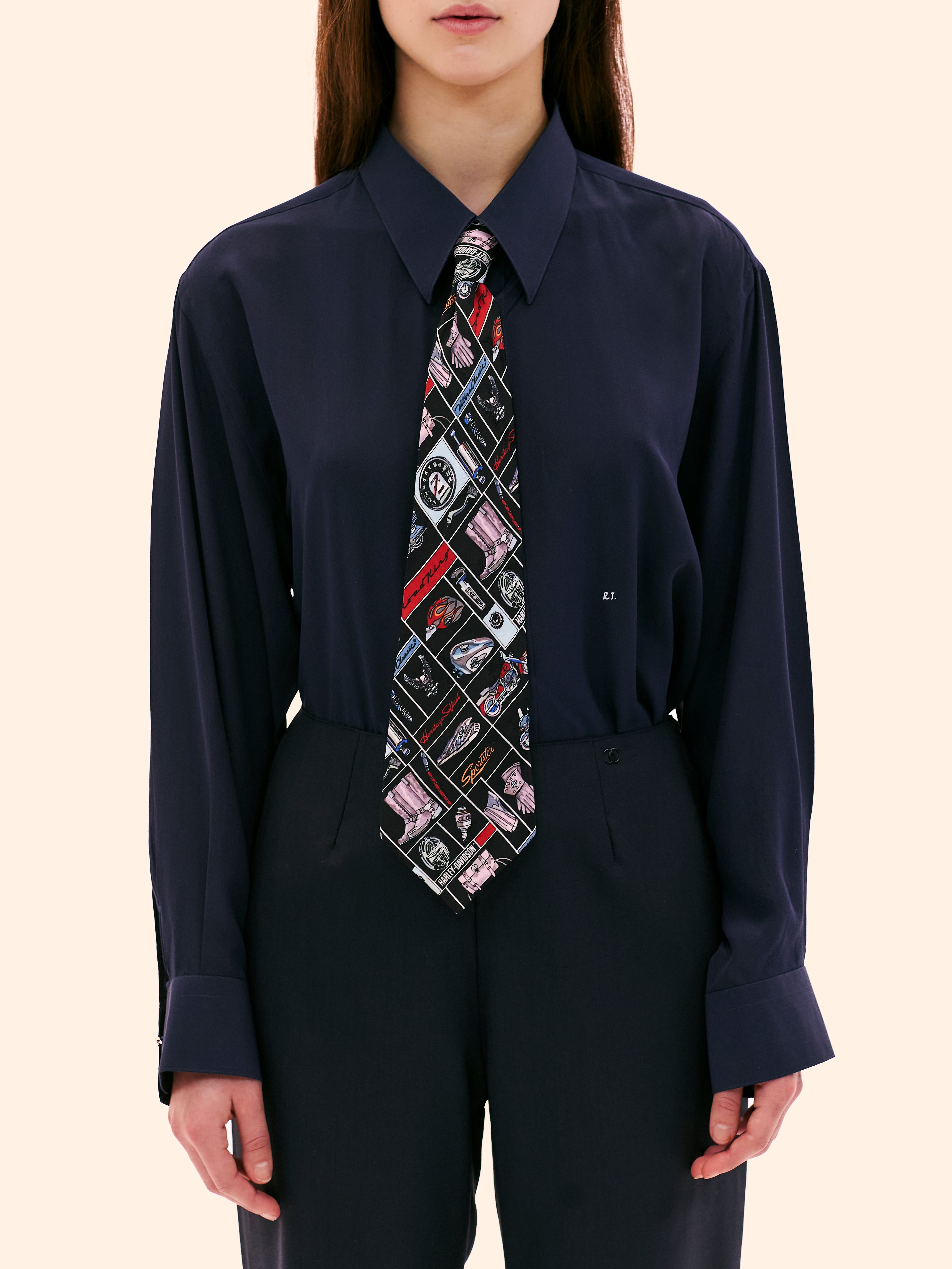 LANOVELLO NAVY SILK SHIRT
