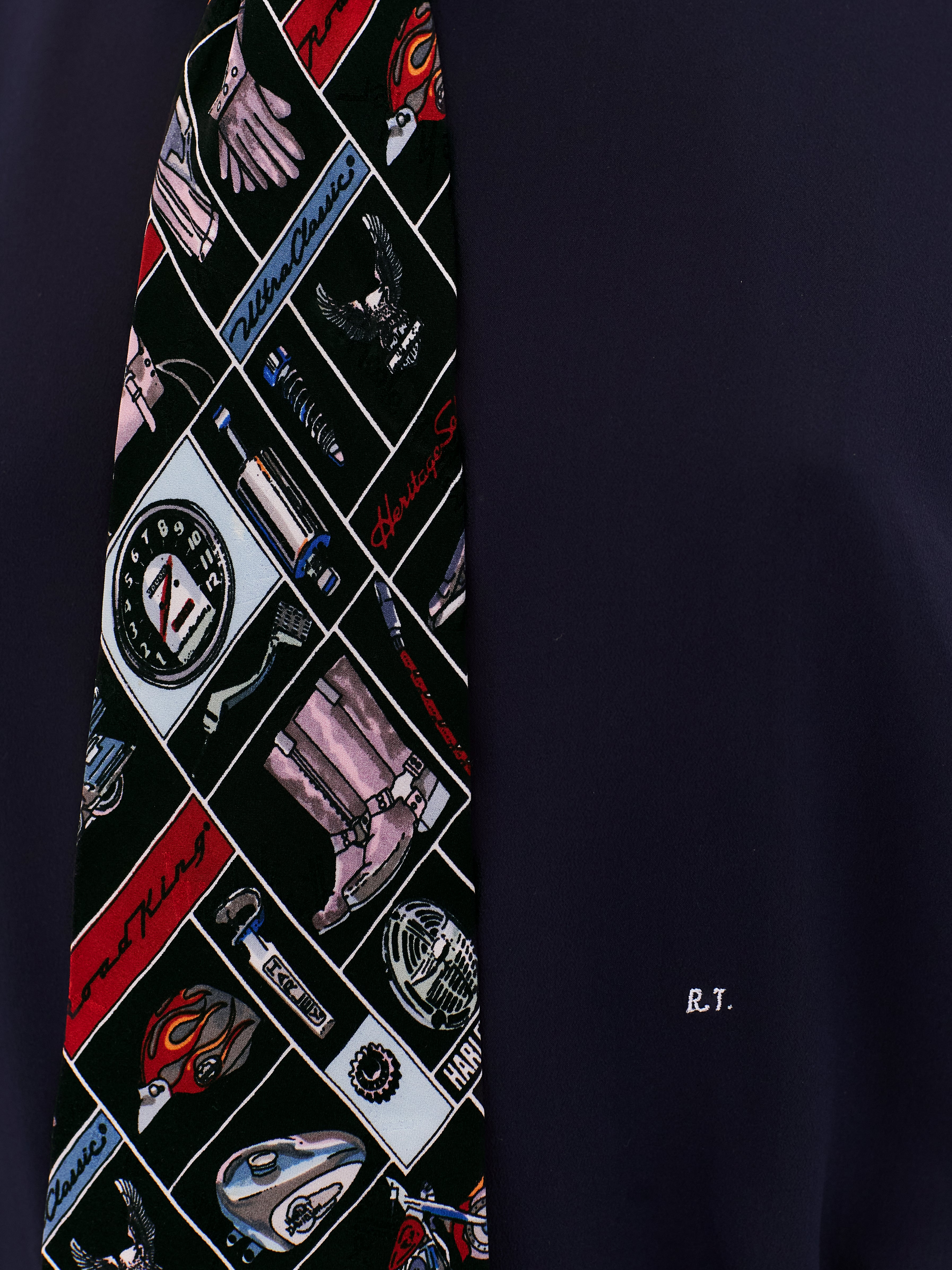 LANOVELLO NAVY SILK SHIRT