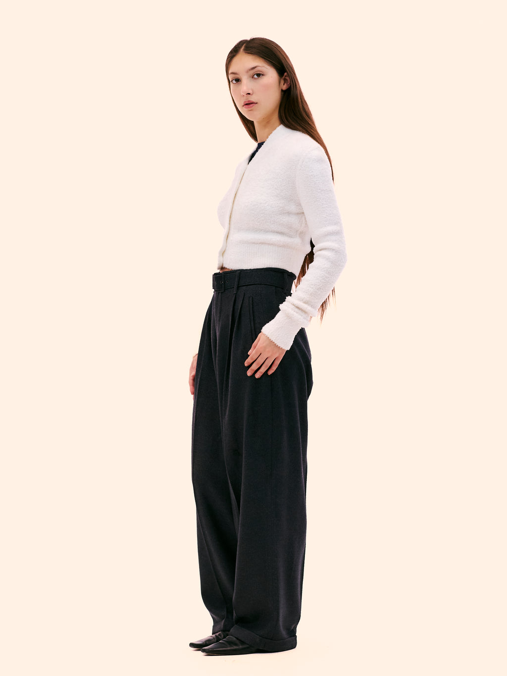 1989 ALAIA WHITE CROPPED CARDIGAN