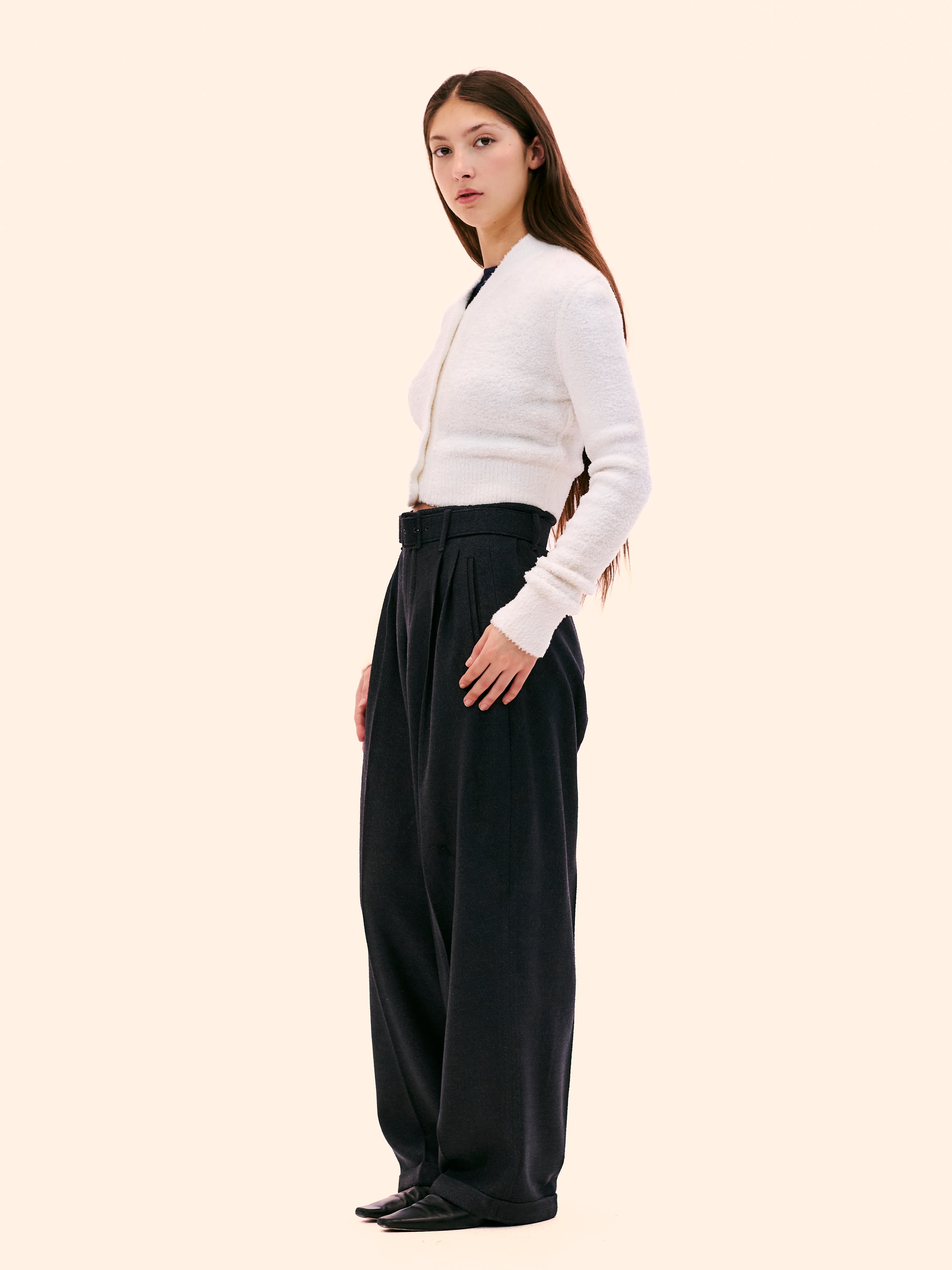 1989 ALAIA WHITE CROPPED CARDIGAN