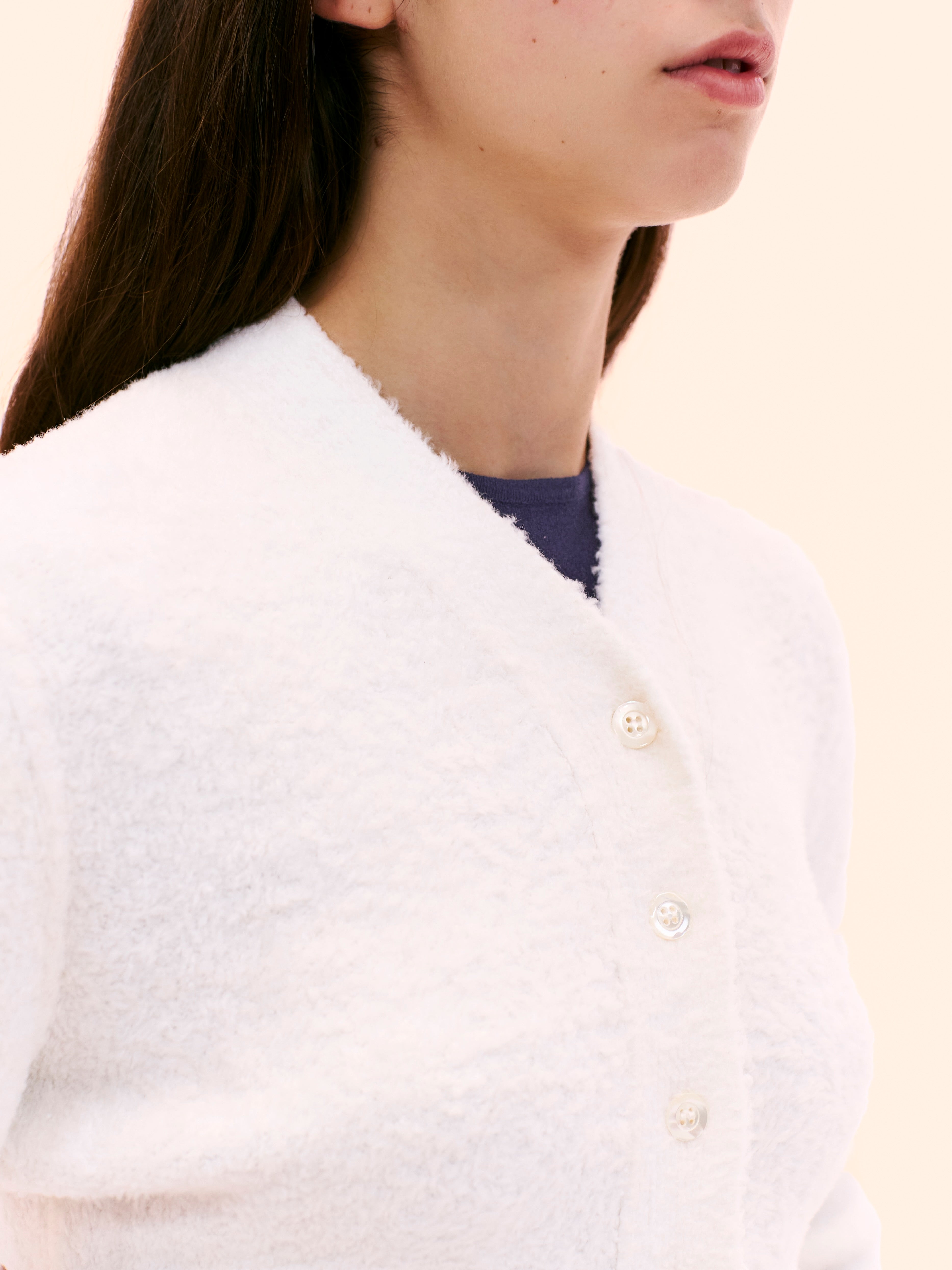 1989 ALAIA WHITE CROPPED CARDIGAN