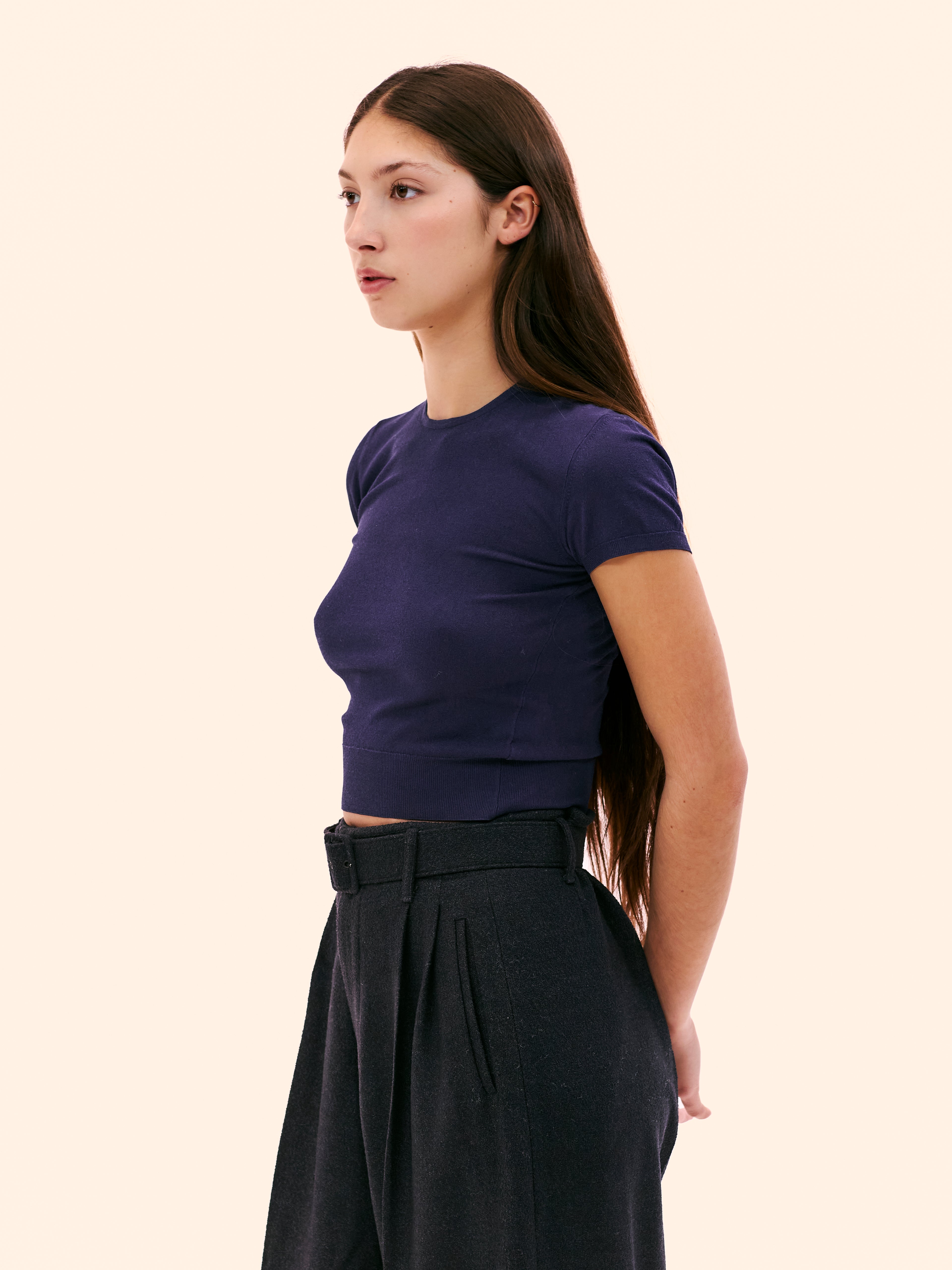 1989 ALAIA NAVY JERSEY TOP