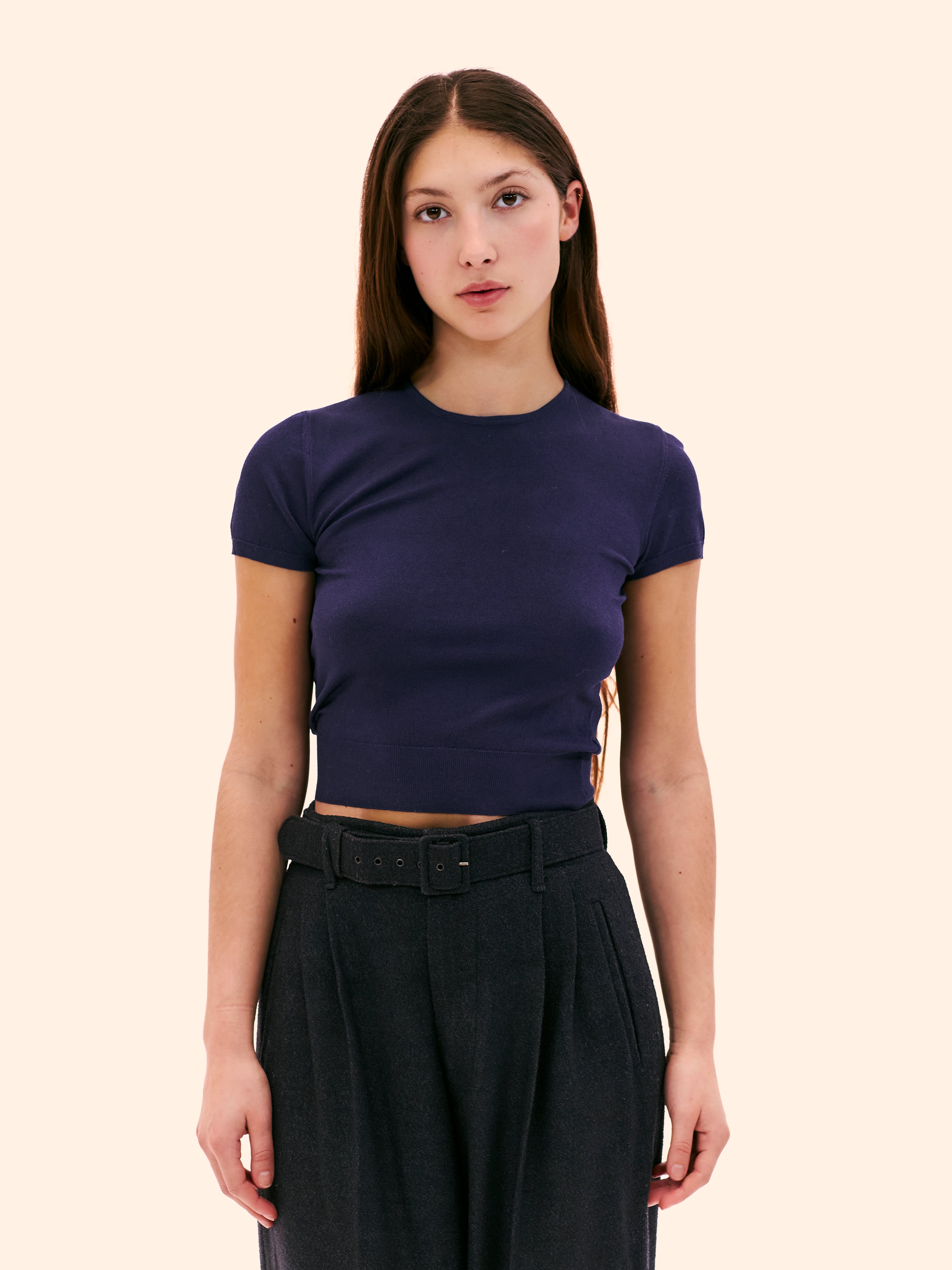 1989 ALAIA NAVY JERSEY TOP