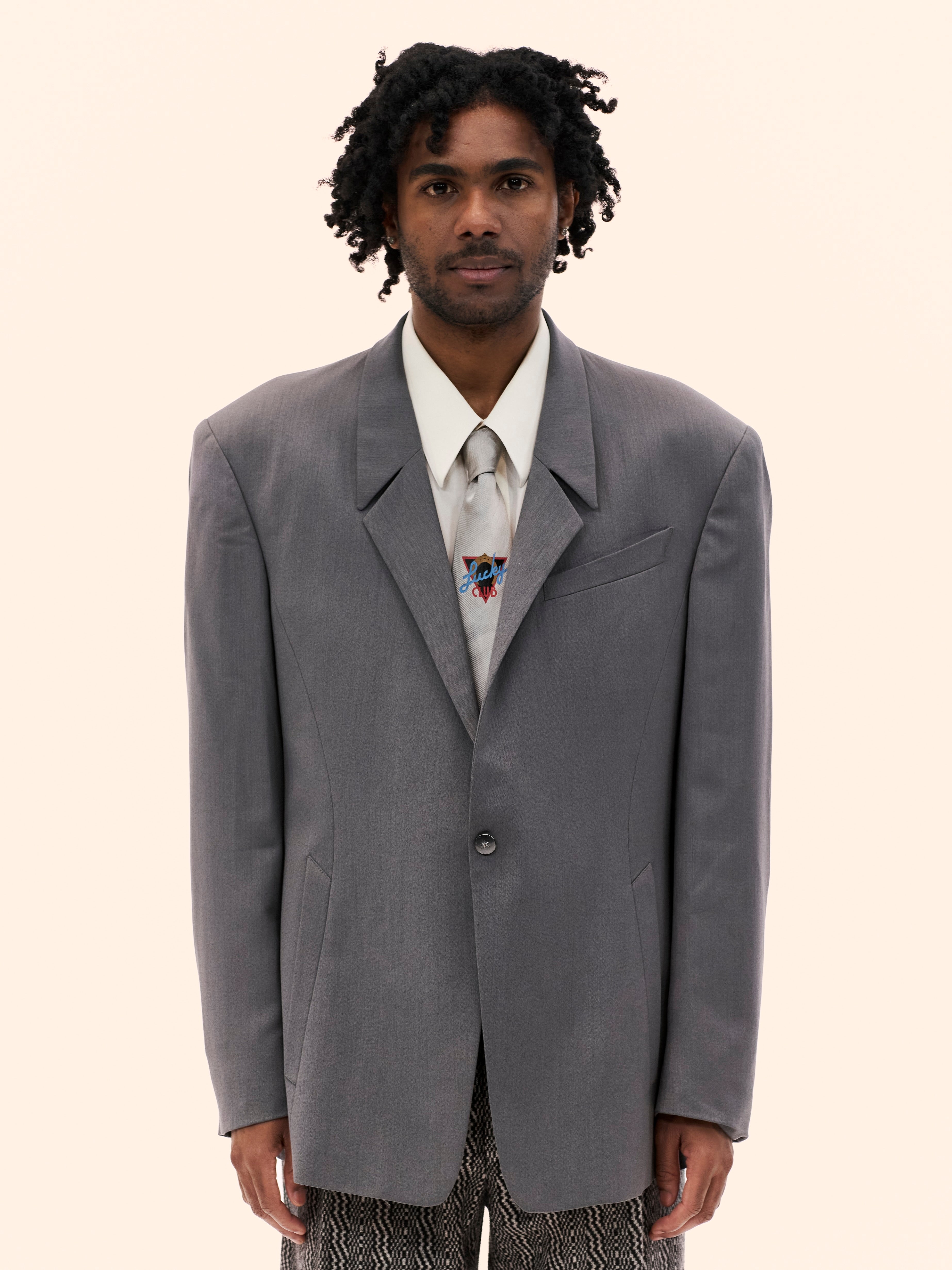 MUGLER GREY OVERSIZED BLAZER