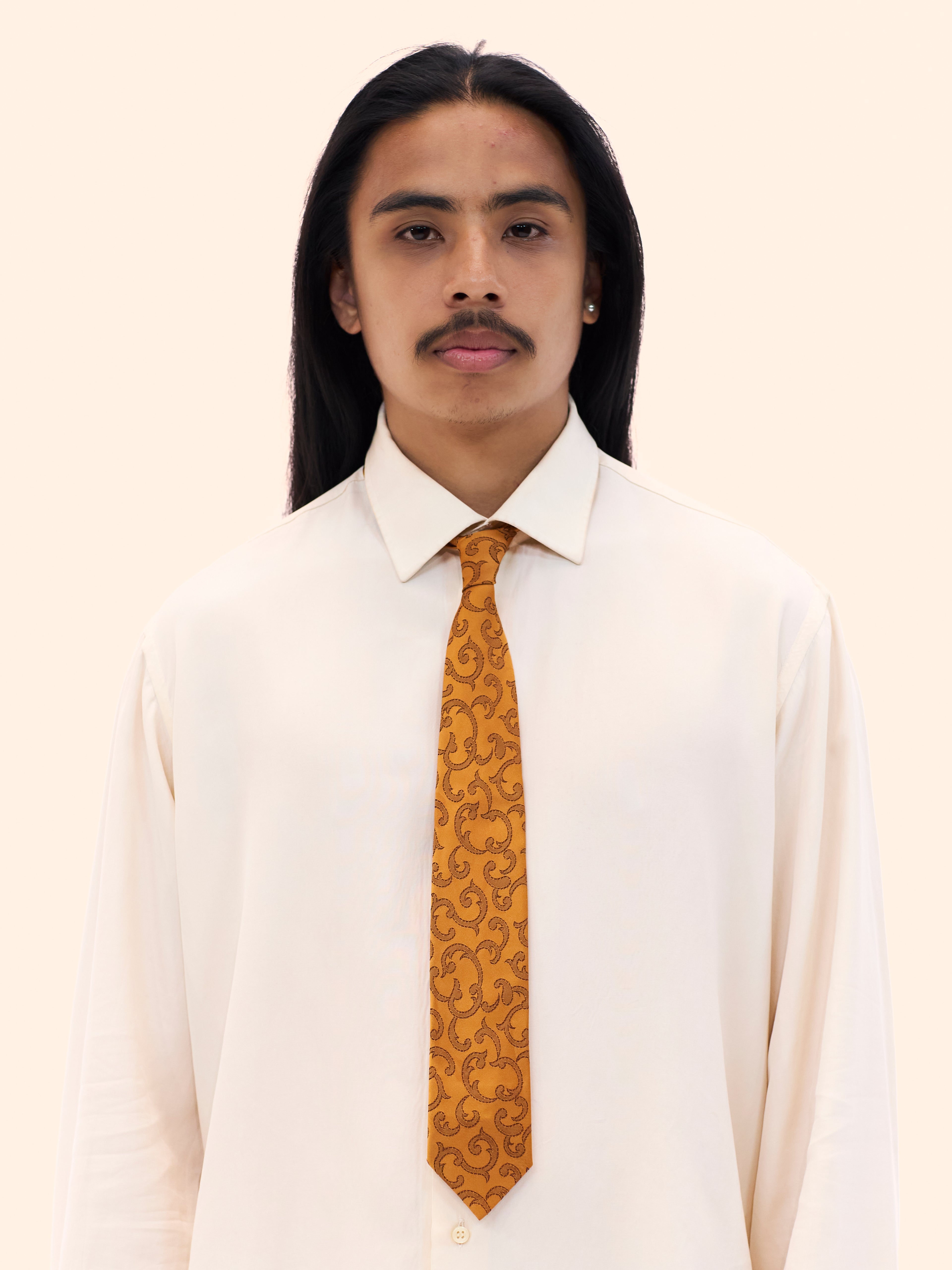 1960S SILK JACQUARD GOLD TIE
