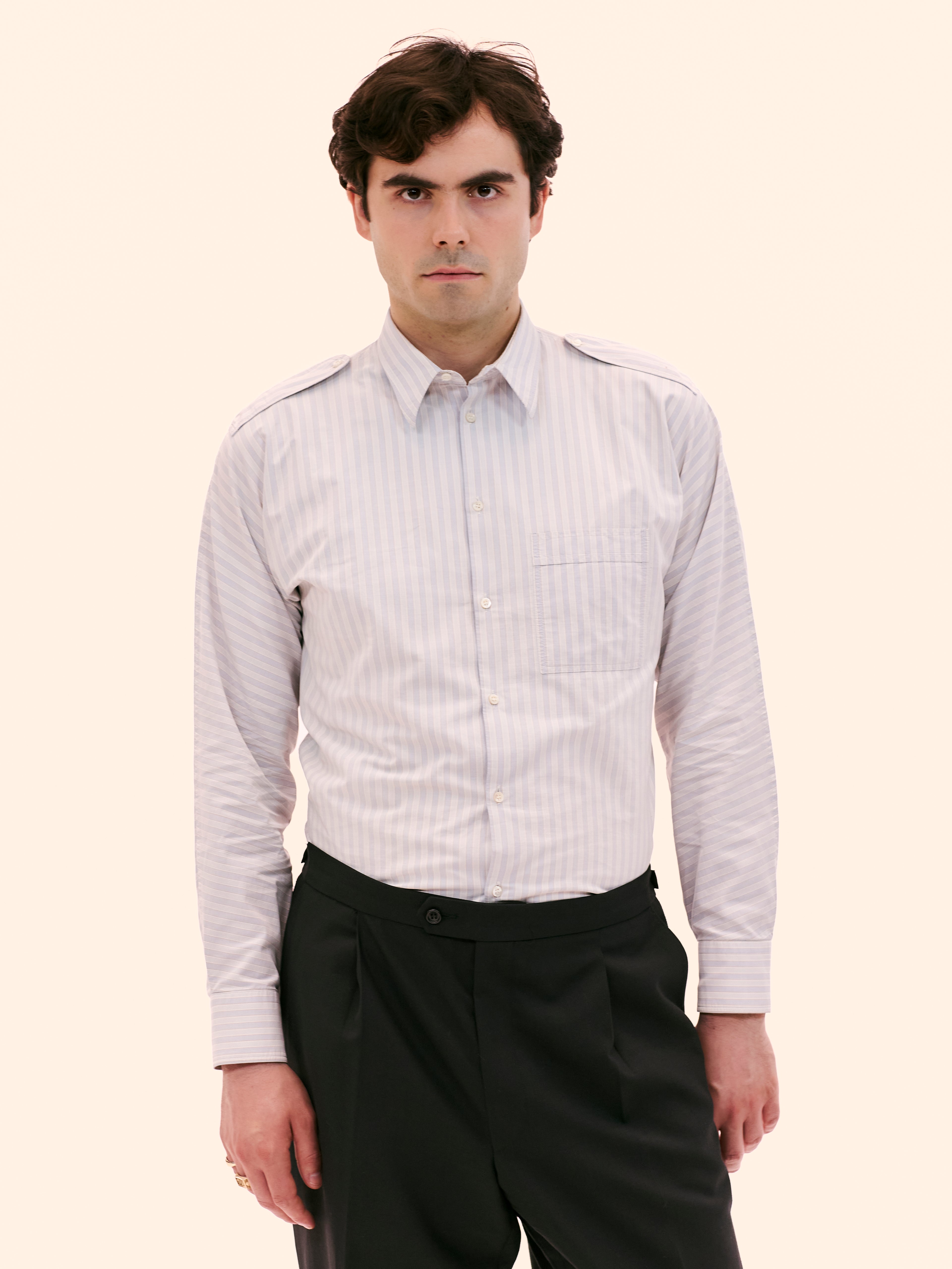 GIORGIO ARMANI DOUBLE STRIPED EPAULETTE SHIRT
