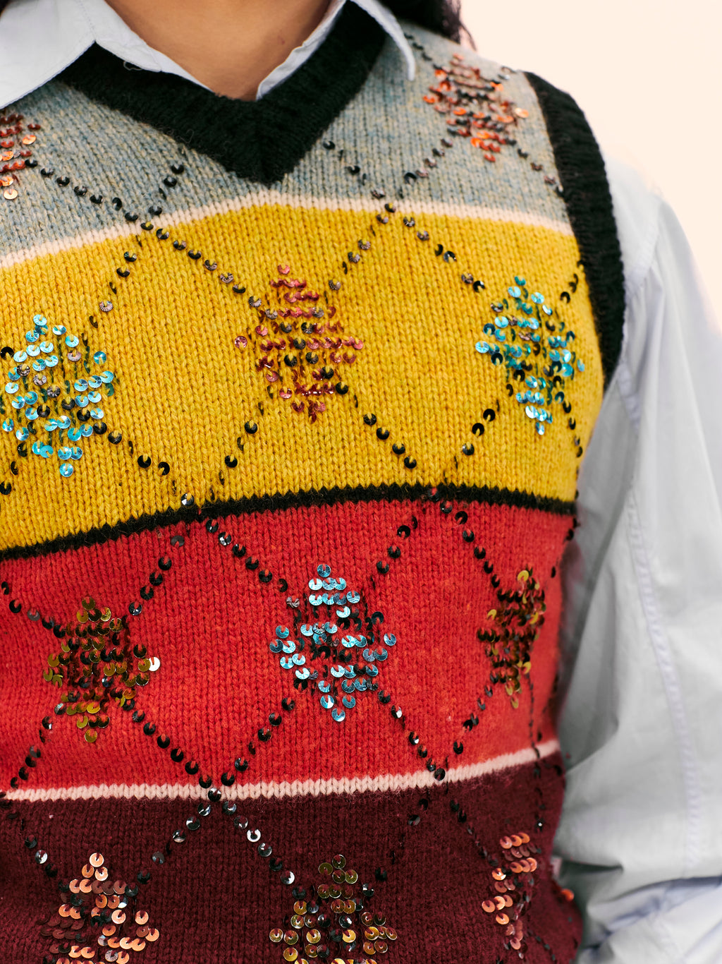 AW99-00 JEAN PAUL GAULTIER KNITTED ARGYLE SWEATER VEST AND HAT