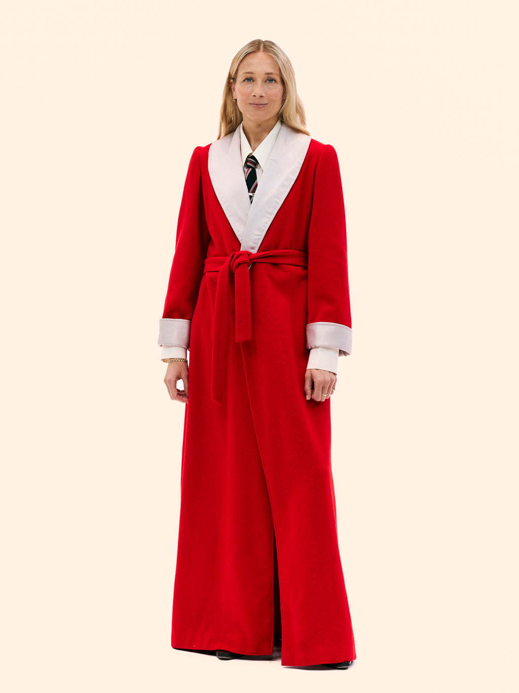 1980'S CHLOE BY KARL LAGERFELD READY TO WEAR LONG RED WOOL COAT