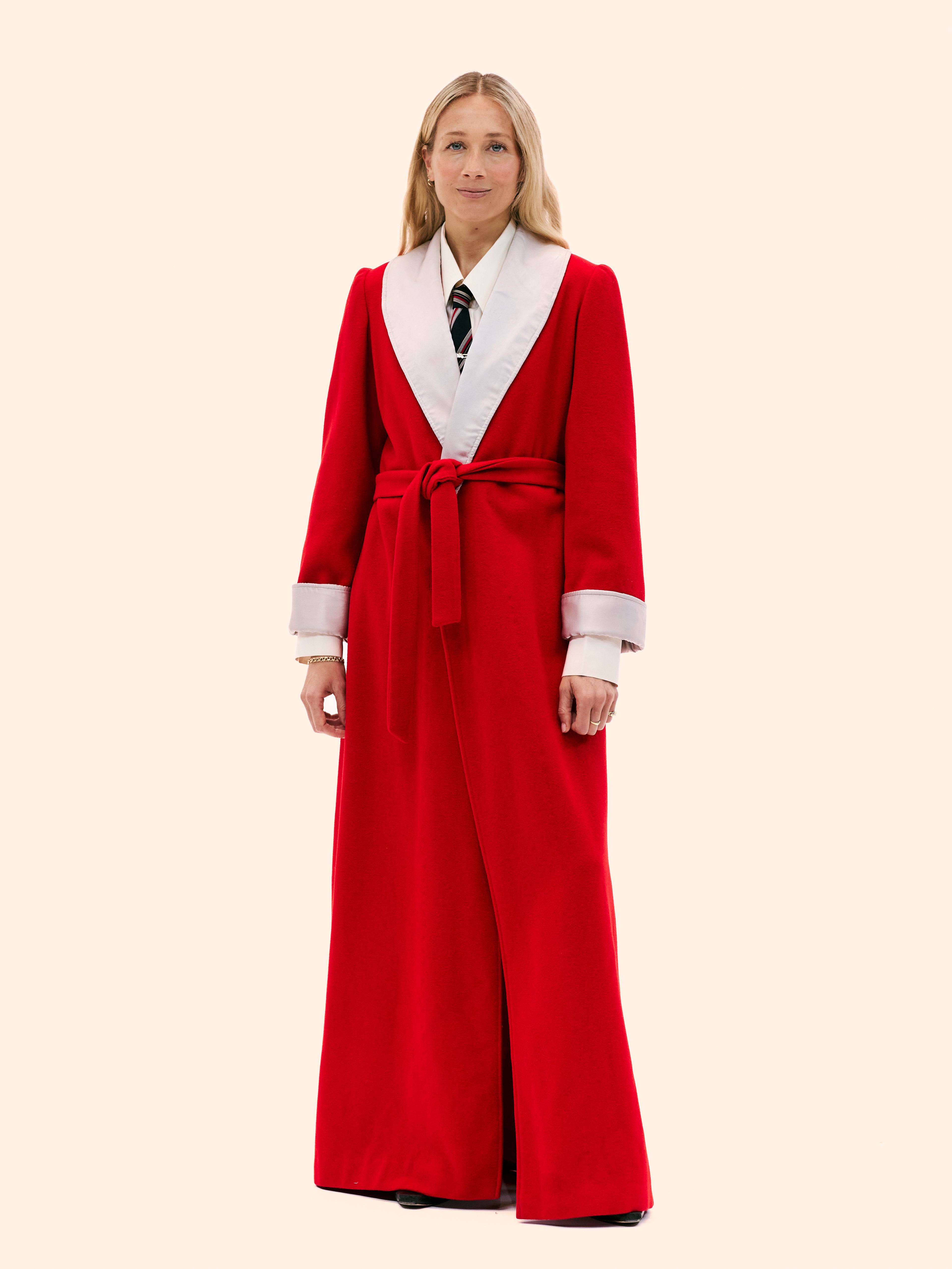 1980'S CHLOE BY KARL LAGERFELD READY TO WEAR LONG RED WOOL COAT