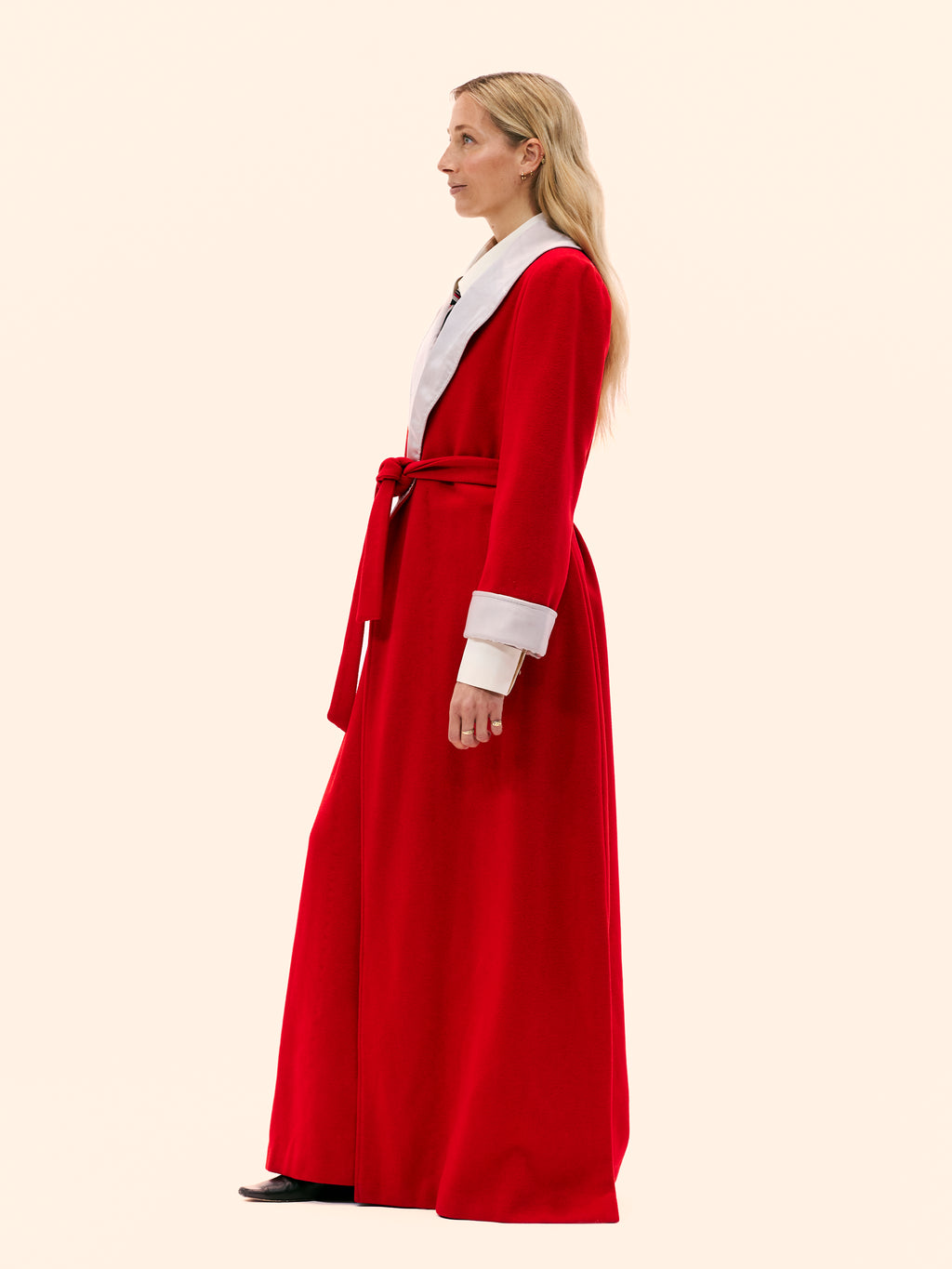1980'S CHLOE BY KARL LAGERFELD READY TO WEAR LONG RED WOOL COAT