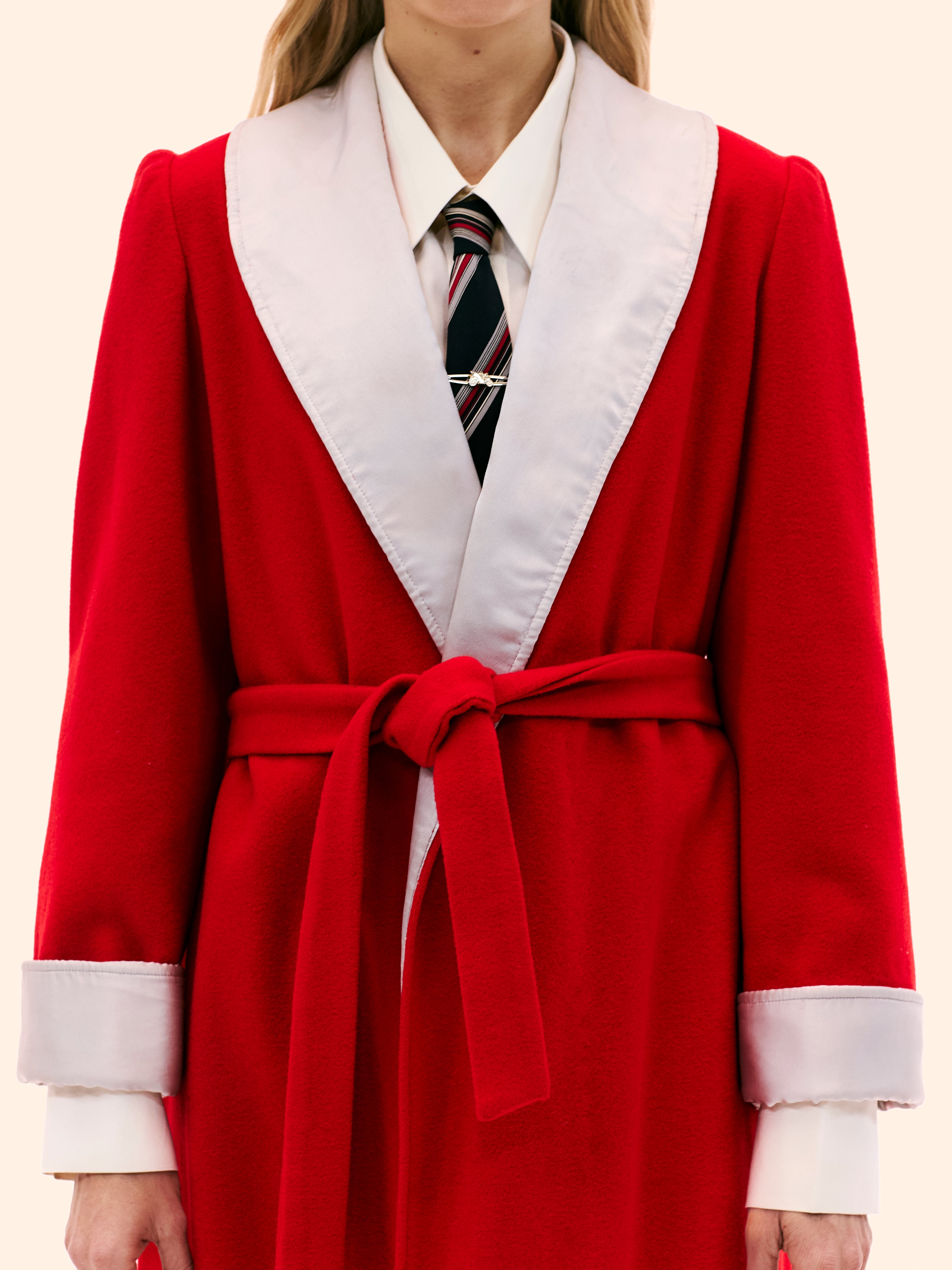 1980'S CHLOE BY KARL LAGERFELD READY TO WEAR LONG RED WOOL COAT