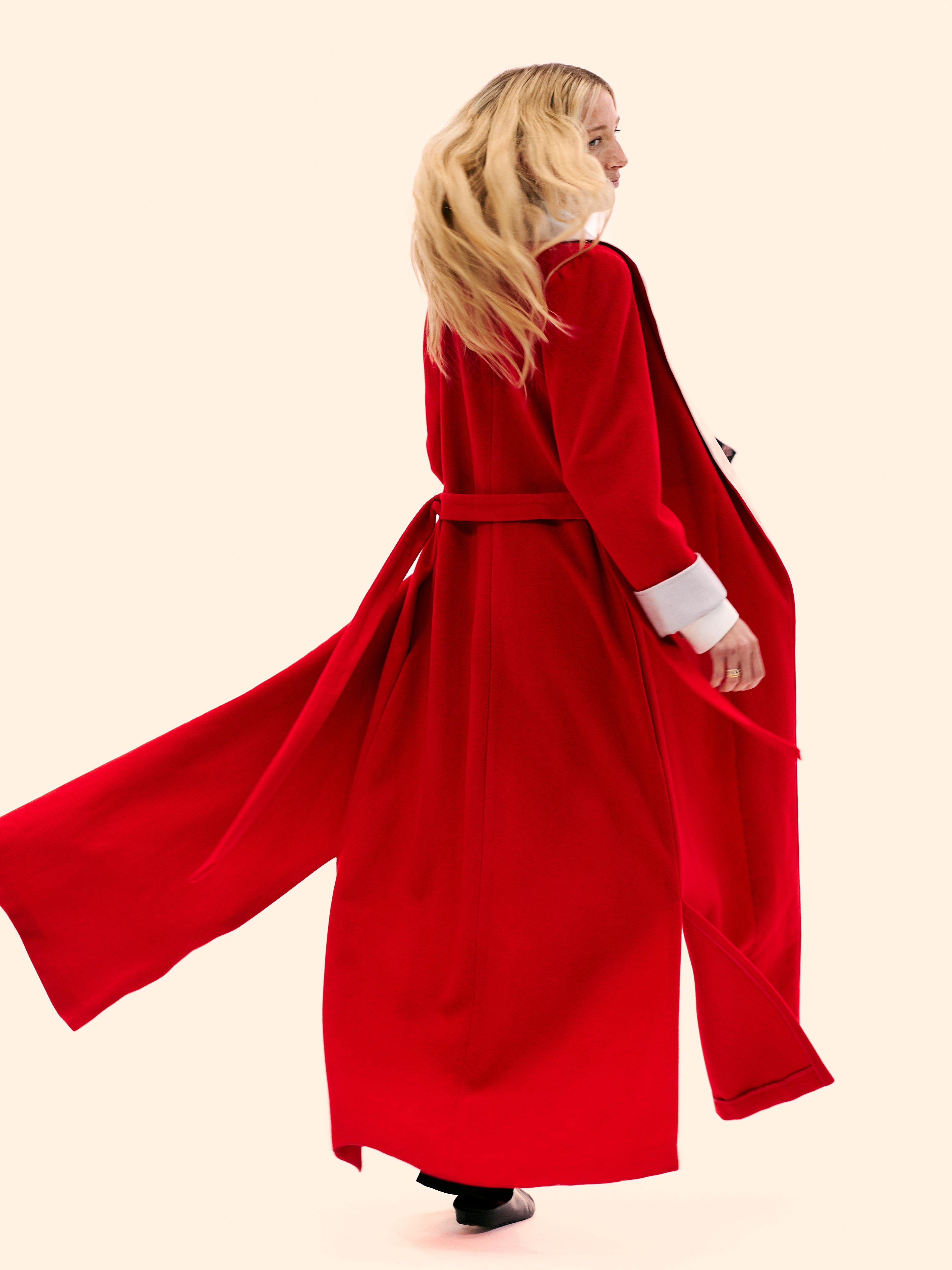1980'S CHLOE BY KARL LAGERFELD READY TO WEAR LONG RED WOOL COAT