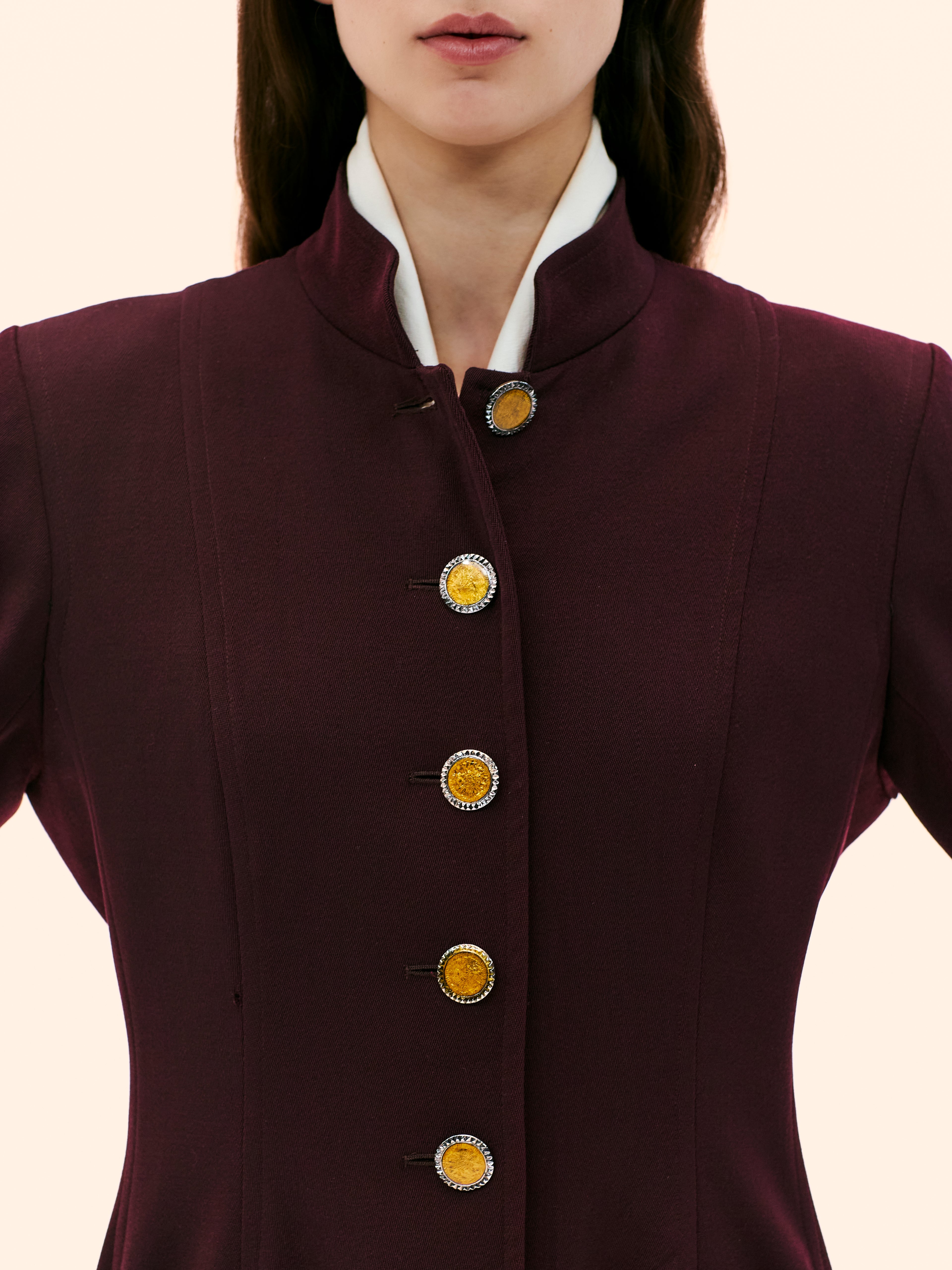 YVES SAINT LAURENT NEHRU COLLAR BURGANDY SUIT