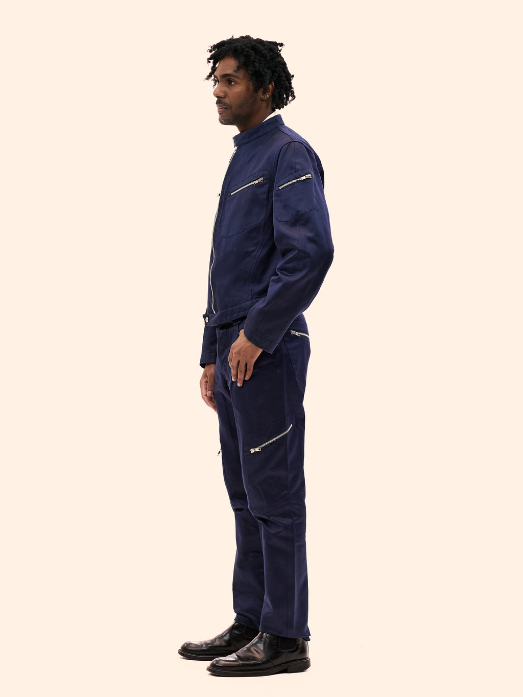 1990'S THIERRY MUGLER NAVY ZIP UP SUIT