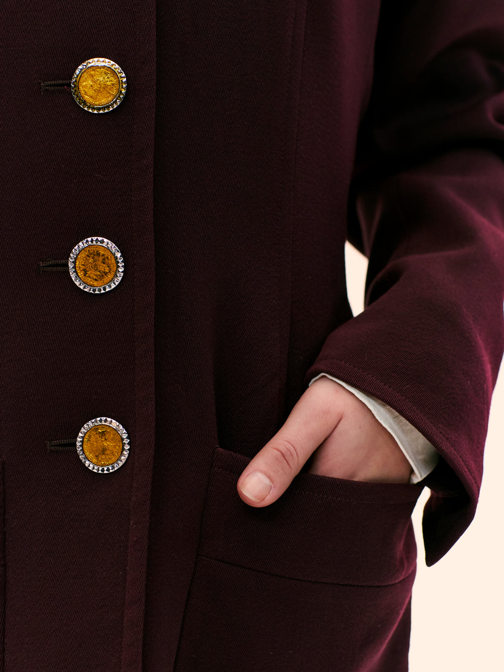 YVES SAINT LAURENT NEHRU COLLAR BURGANDY SUIT