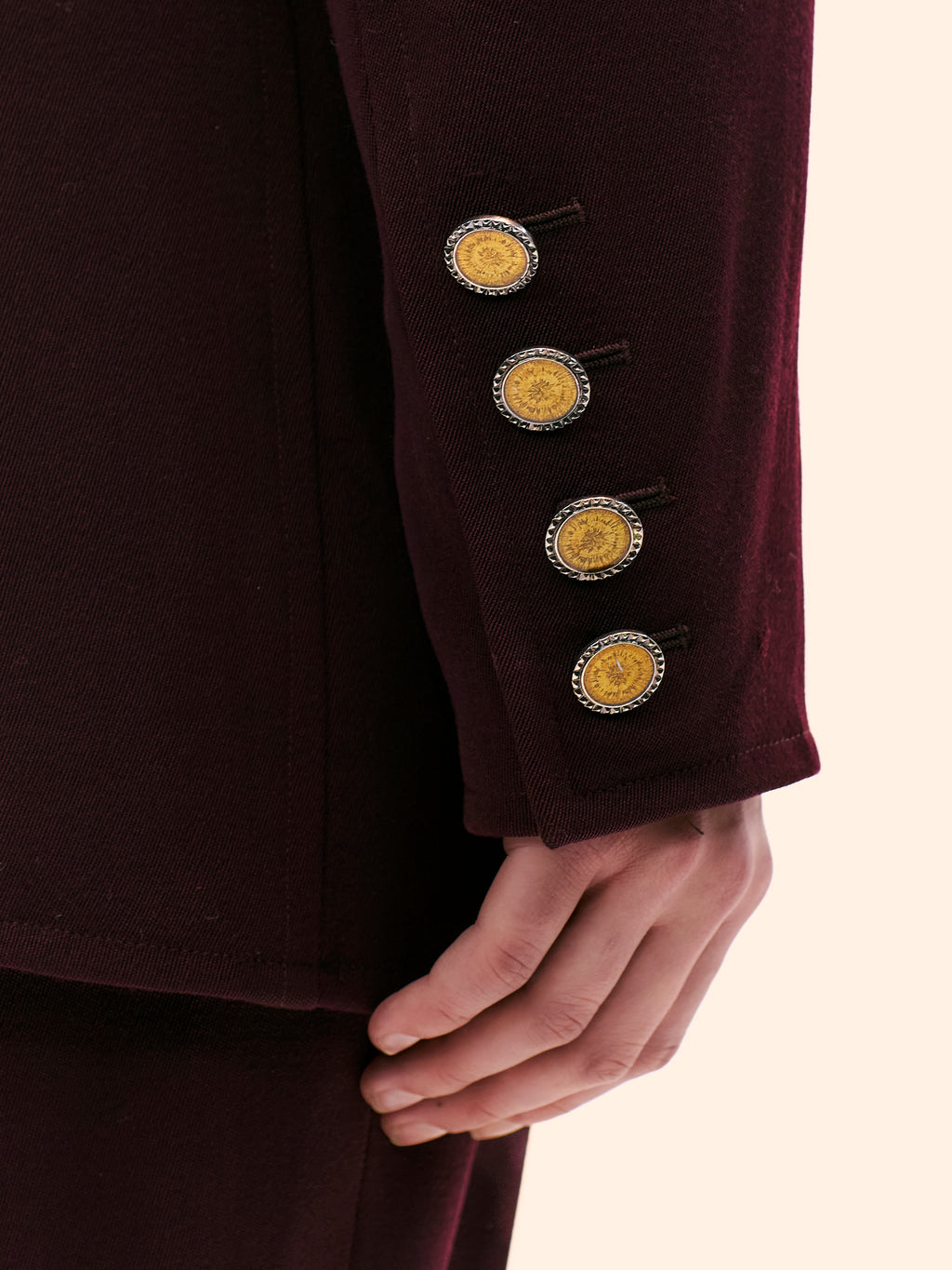 YVES SAINT LAURENT NEHRU COLLAR BURGANDY SUIT