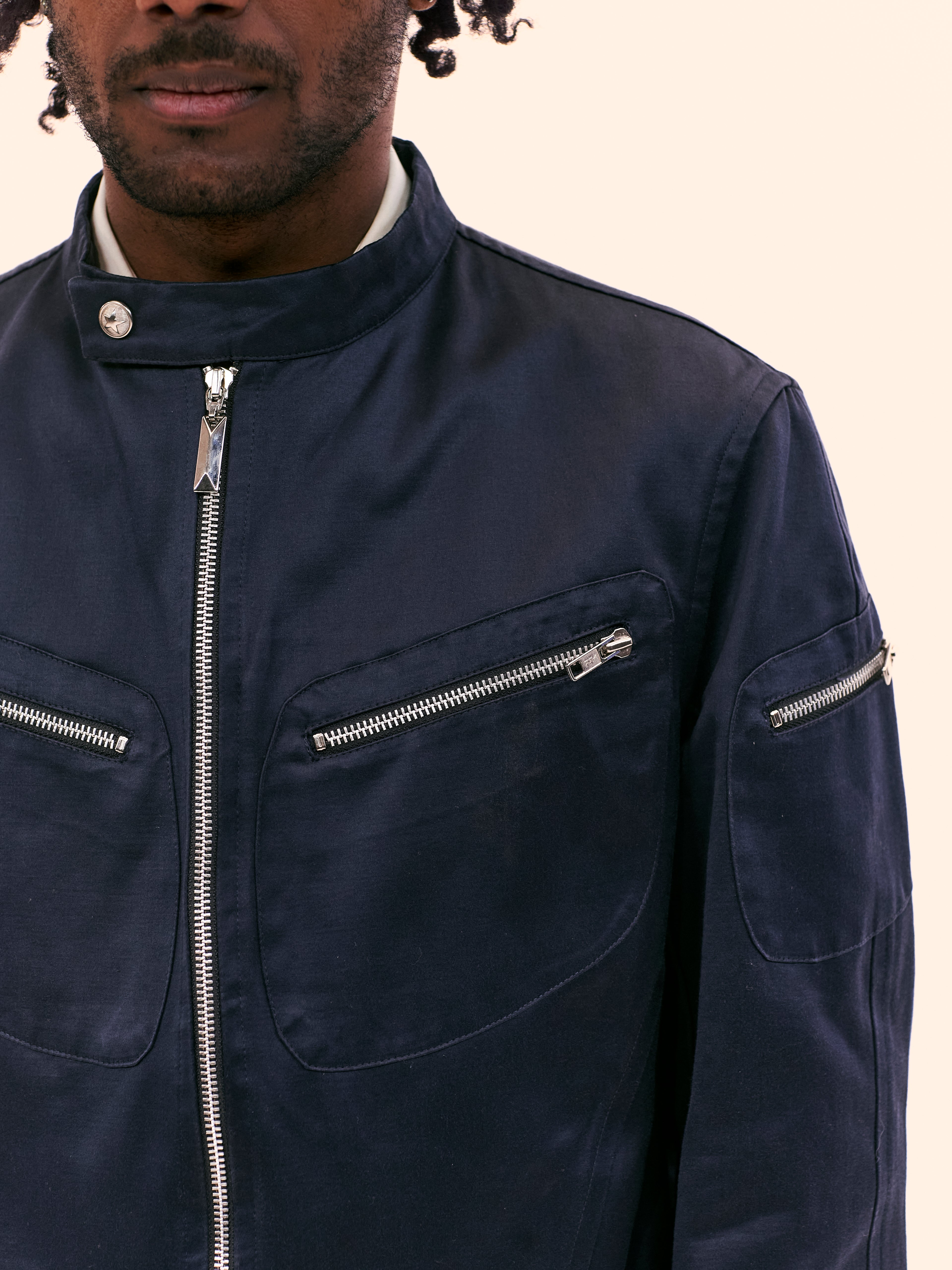 1990'S THIERRY MUGLER NAVY ZIP UP SUIT