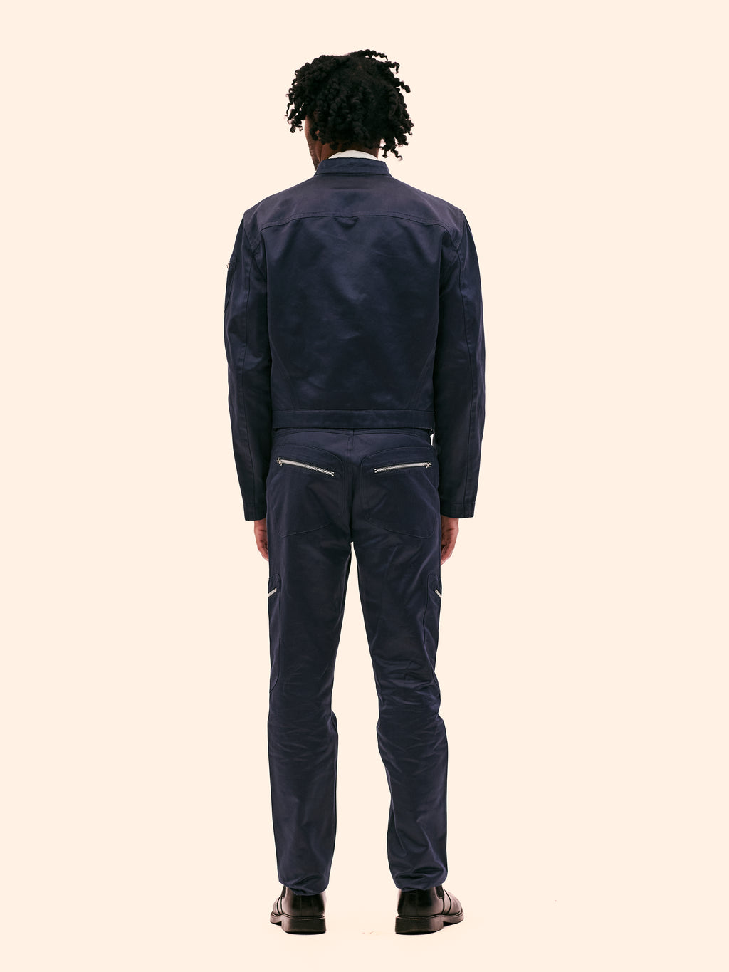 1990'S THIERRY MUGLER NAVY ZIP UP SUIT