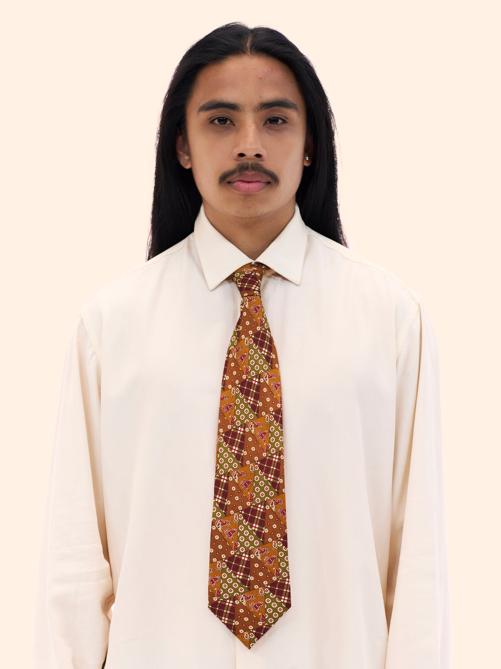 FRANCESCO SMALTO BROWN PATTERN TIE