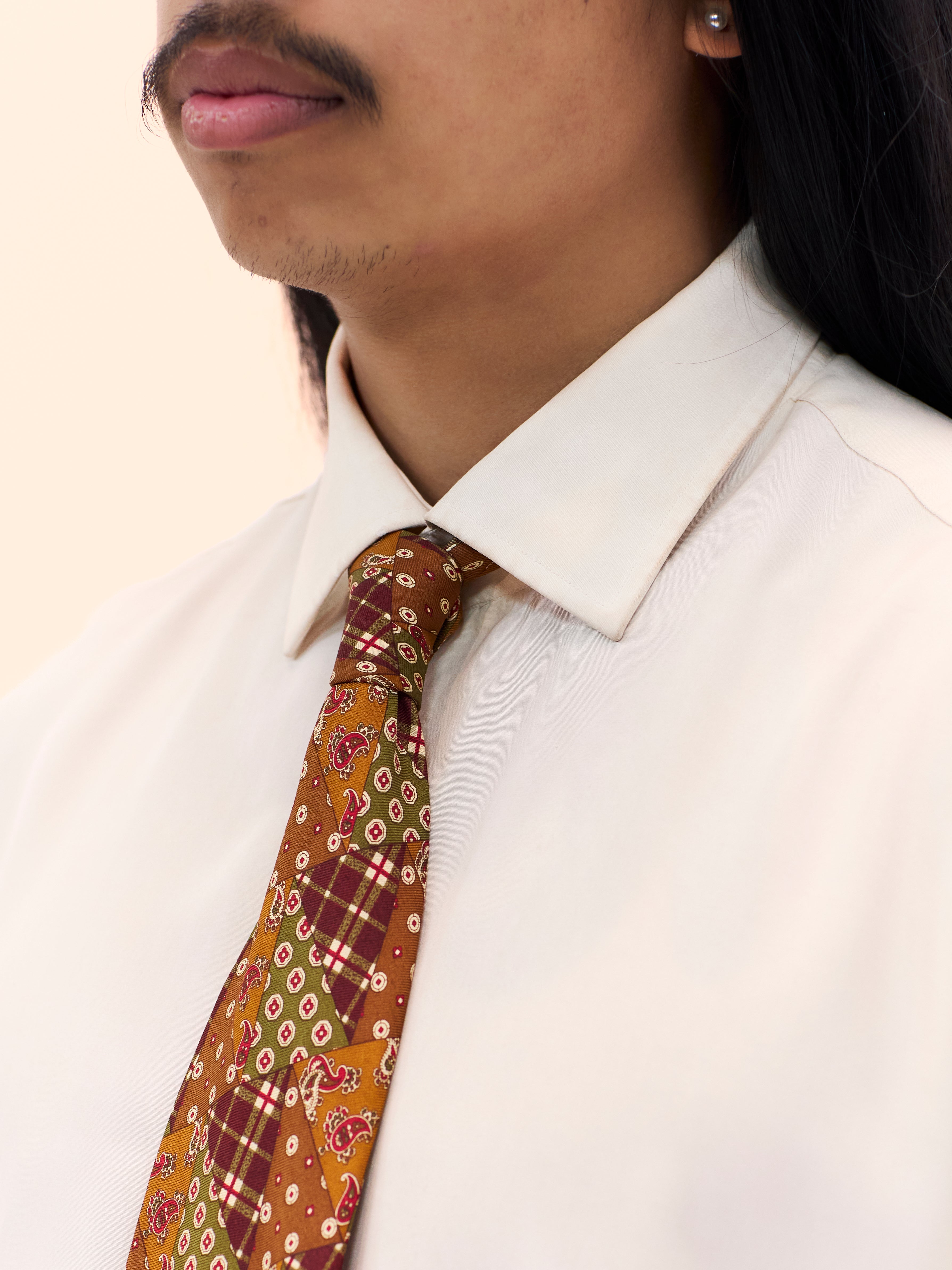FRANCESCO SMALTO BROWN PATTERN TIE