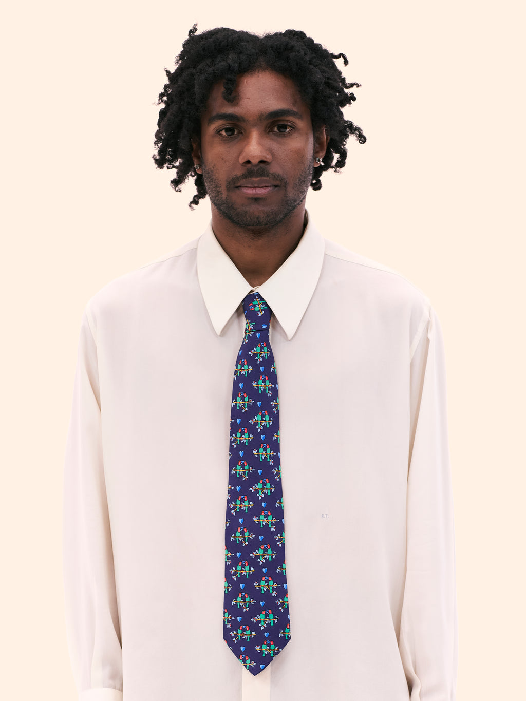 HERMES LOVEBIRDS TIE