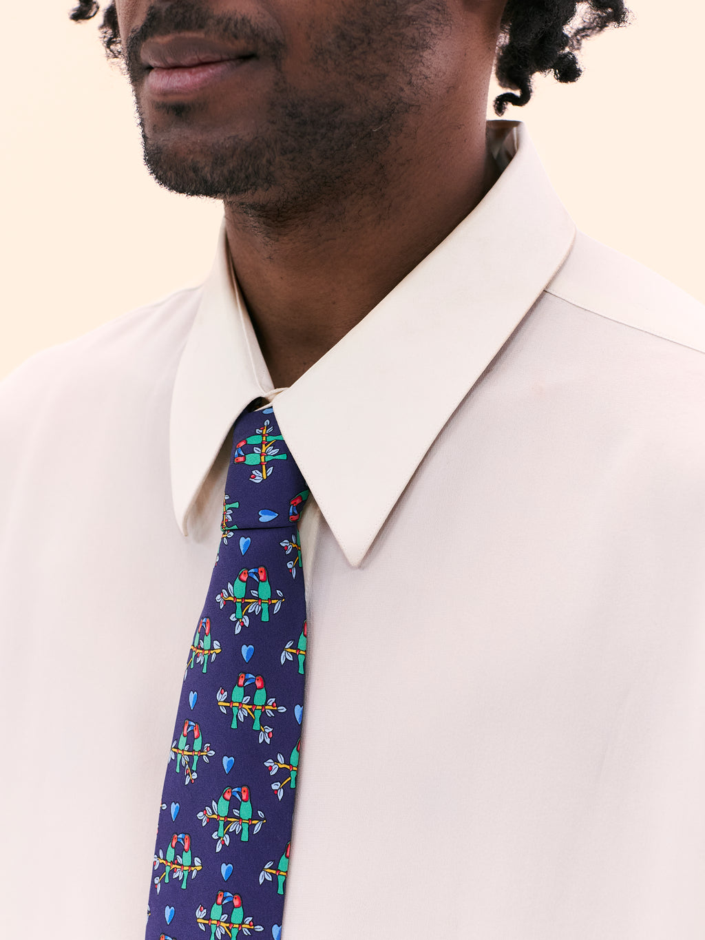 HERMES LOVEBIRDS TIE
