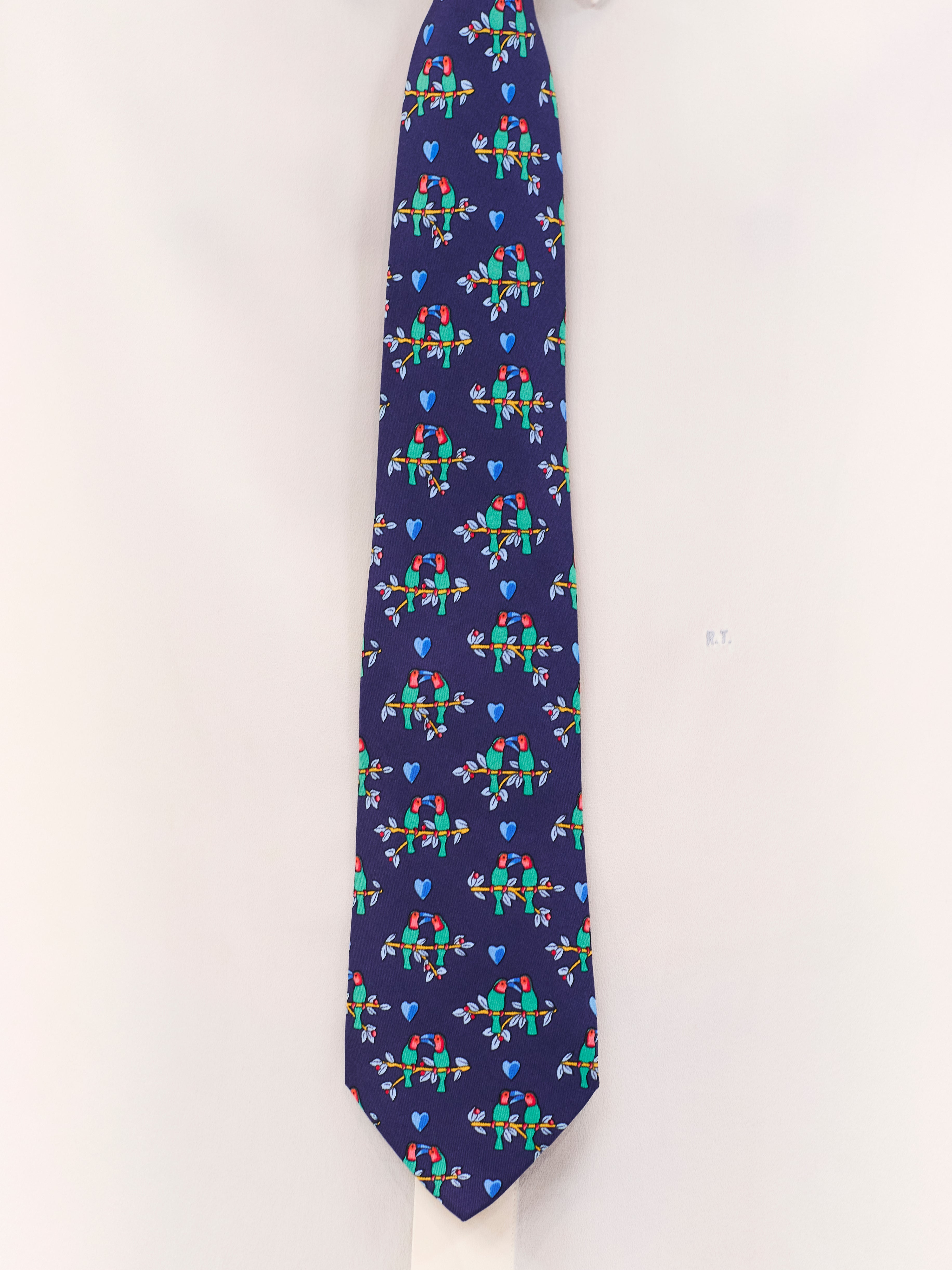 HERMES LOVEBIRDS TIE