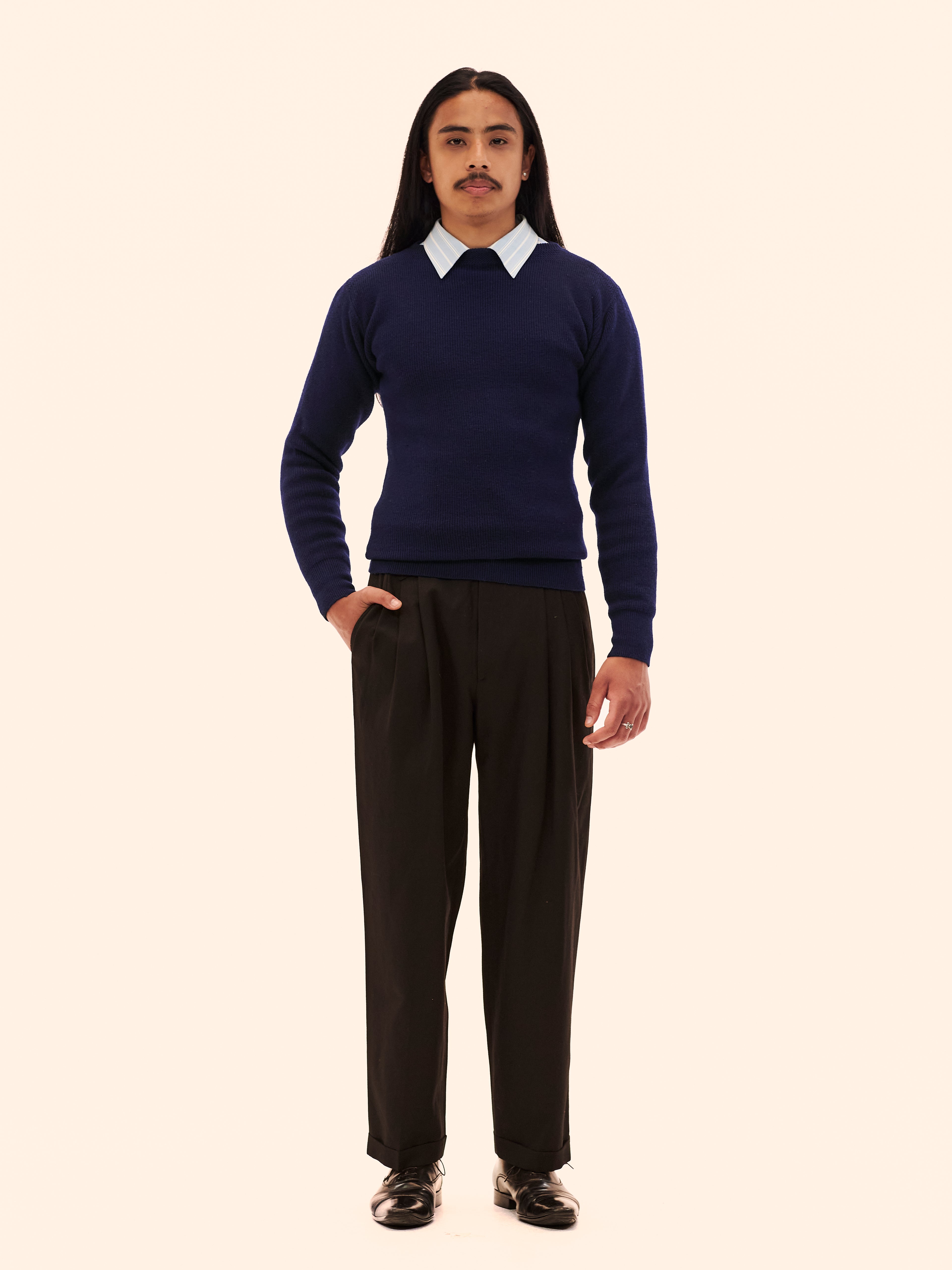 EUROPEAN DIFFUSION BOATNECK NAVY JUMPER