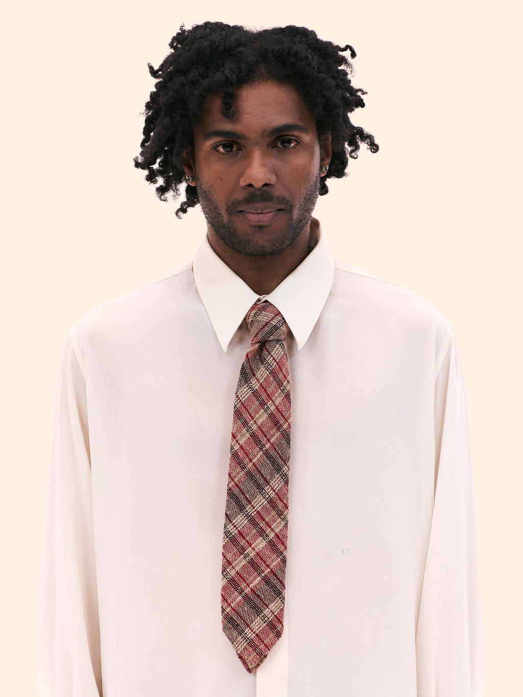 1970S FRANCESCO SMALTO PLAID WOVEN TIE