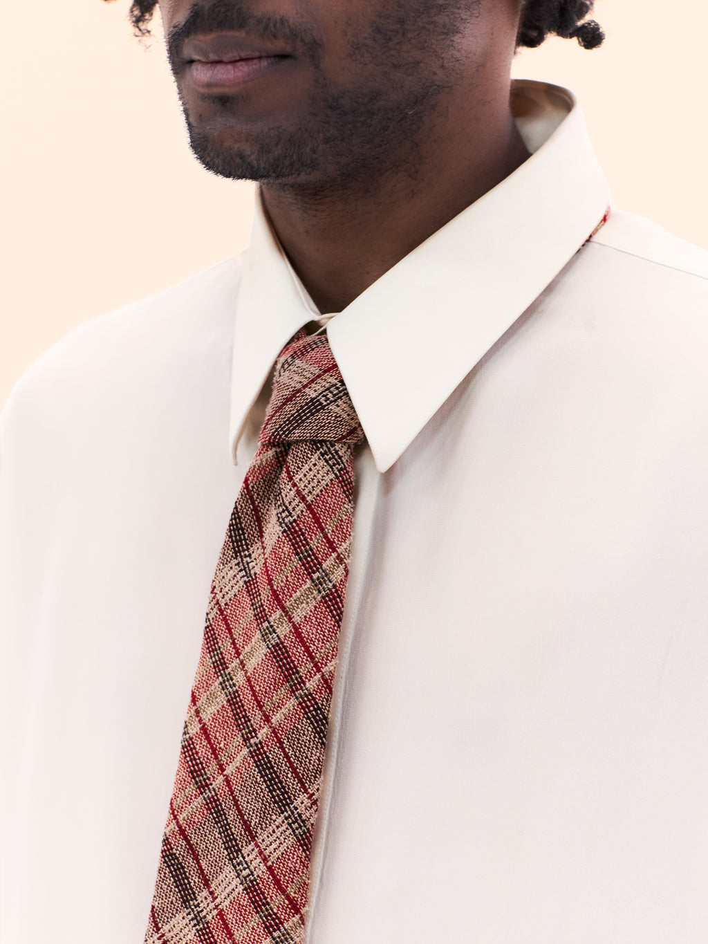 1970S FRANCESCO SMALTO PLAID WOVEN TIE