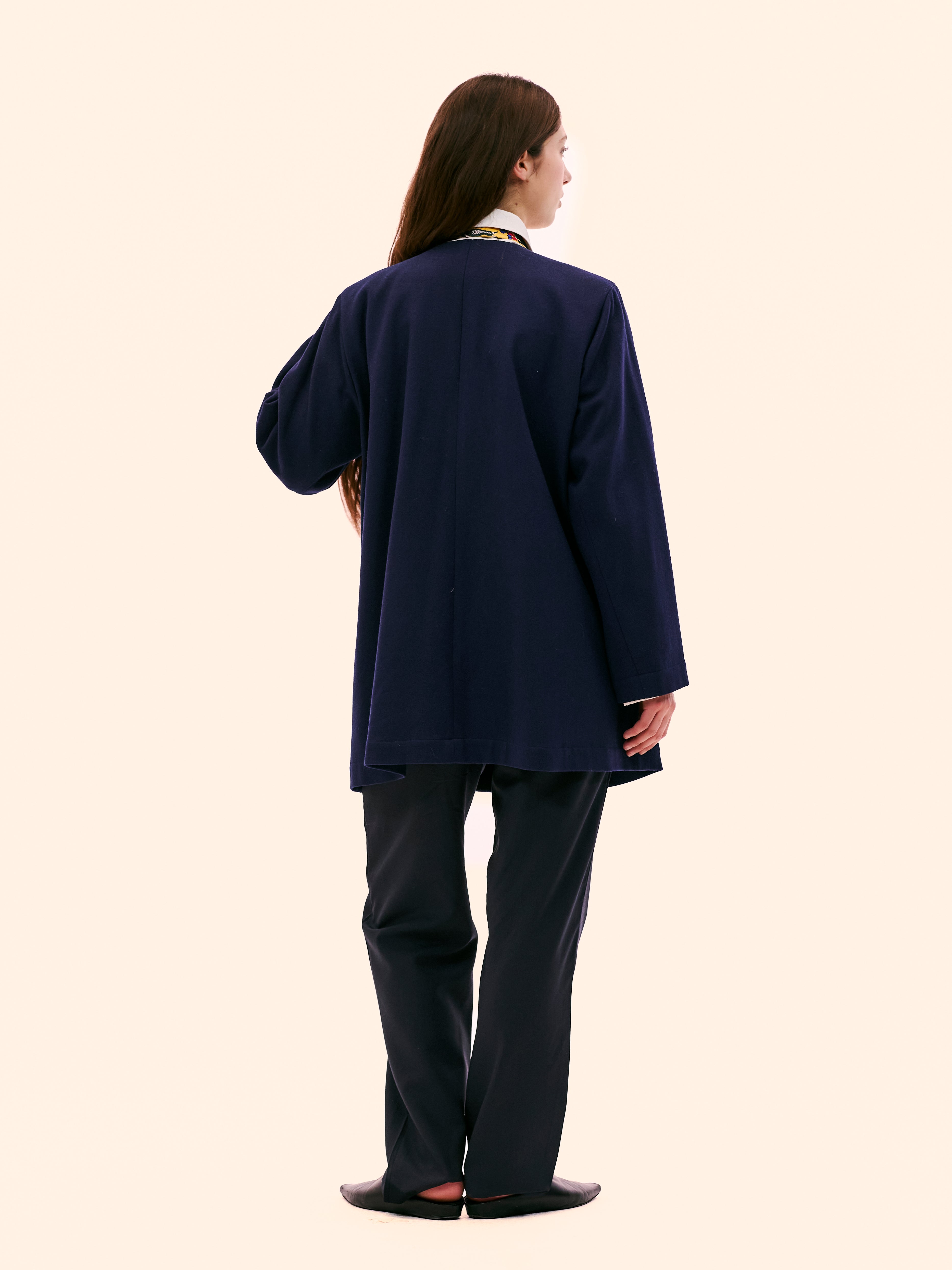 SS92 YVES SAINT LAURENT WOOL NAVY COLLARLESS JACKET