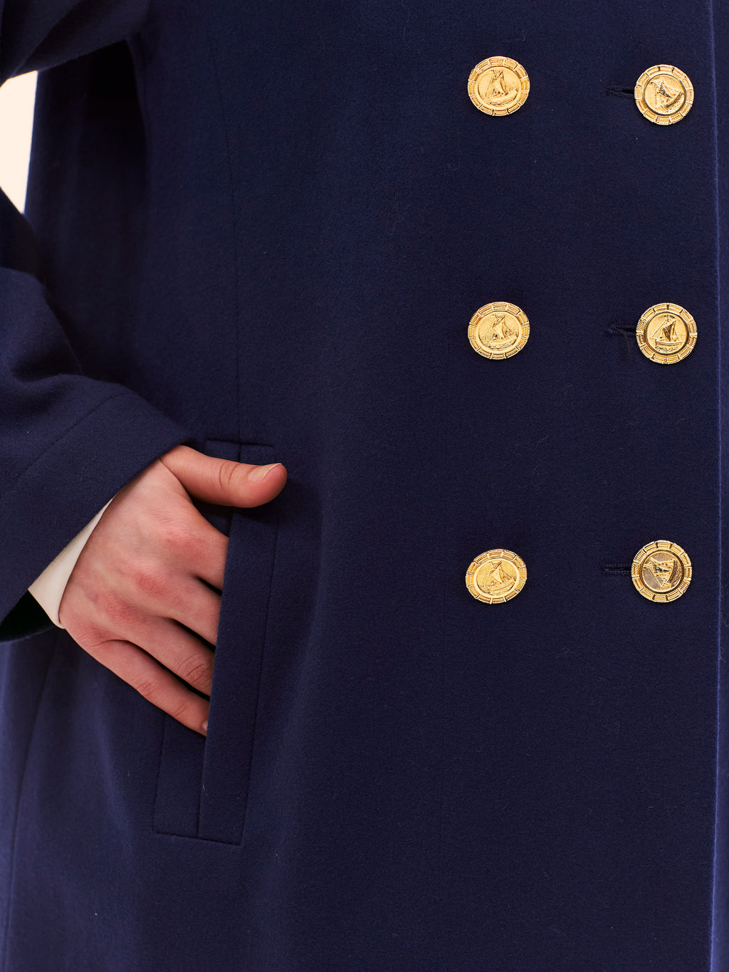SS92 YVES SAINT LAURENT WOOL NAVY COLLARLESS JACKET