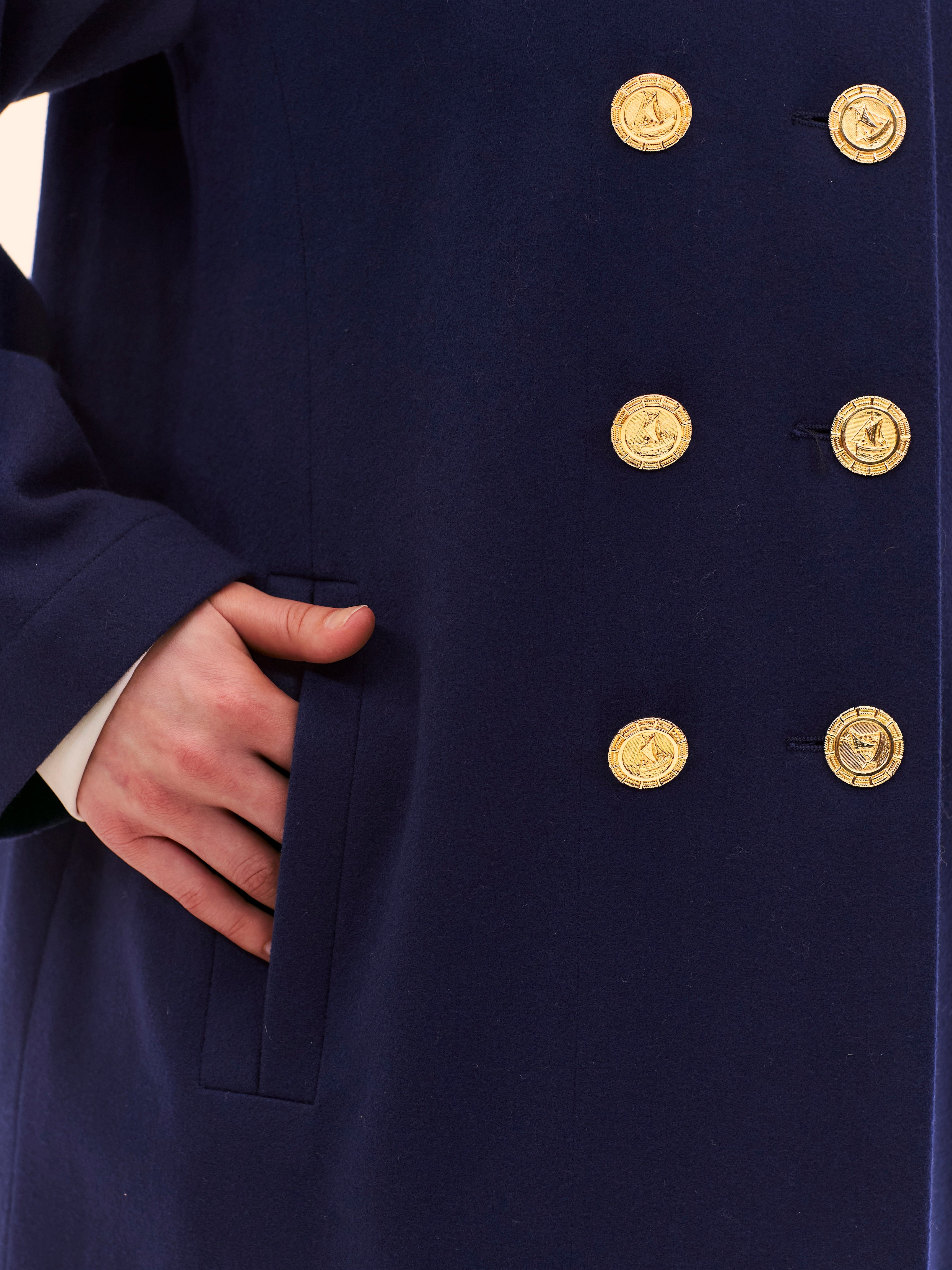 SS92 YVES SAINT LAURENT WOOL NAVY COLLARLESS JACKET