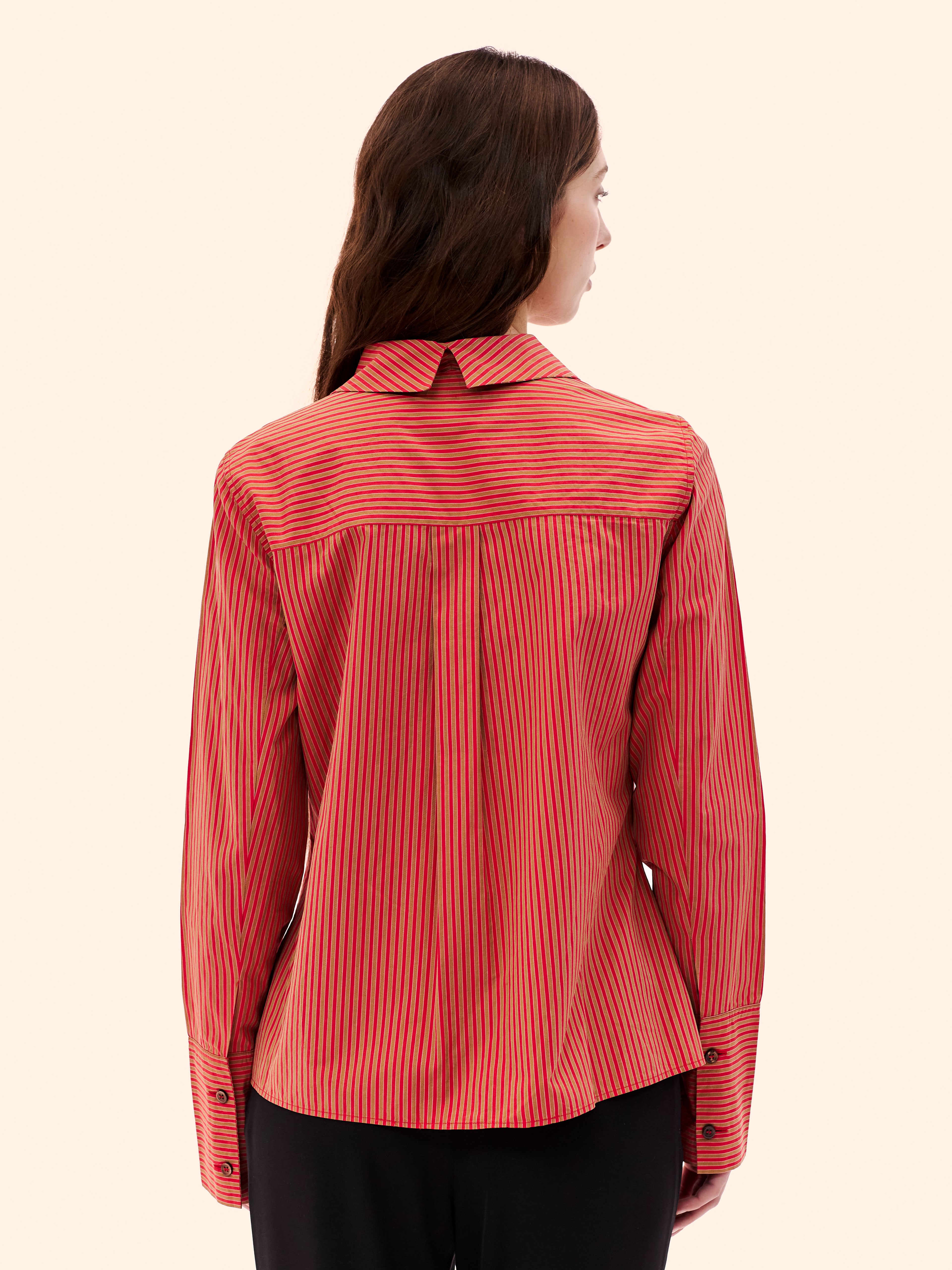 1997 ROMEO GIGLI SHAWL COLLAR ORANGE STRIPE SHIRT