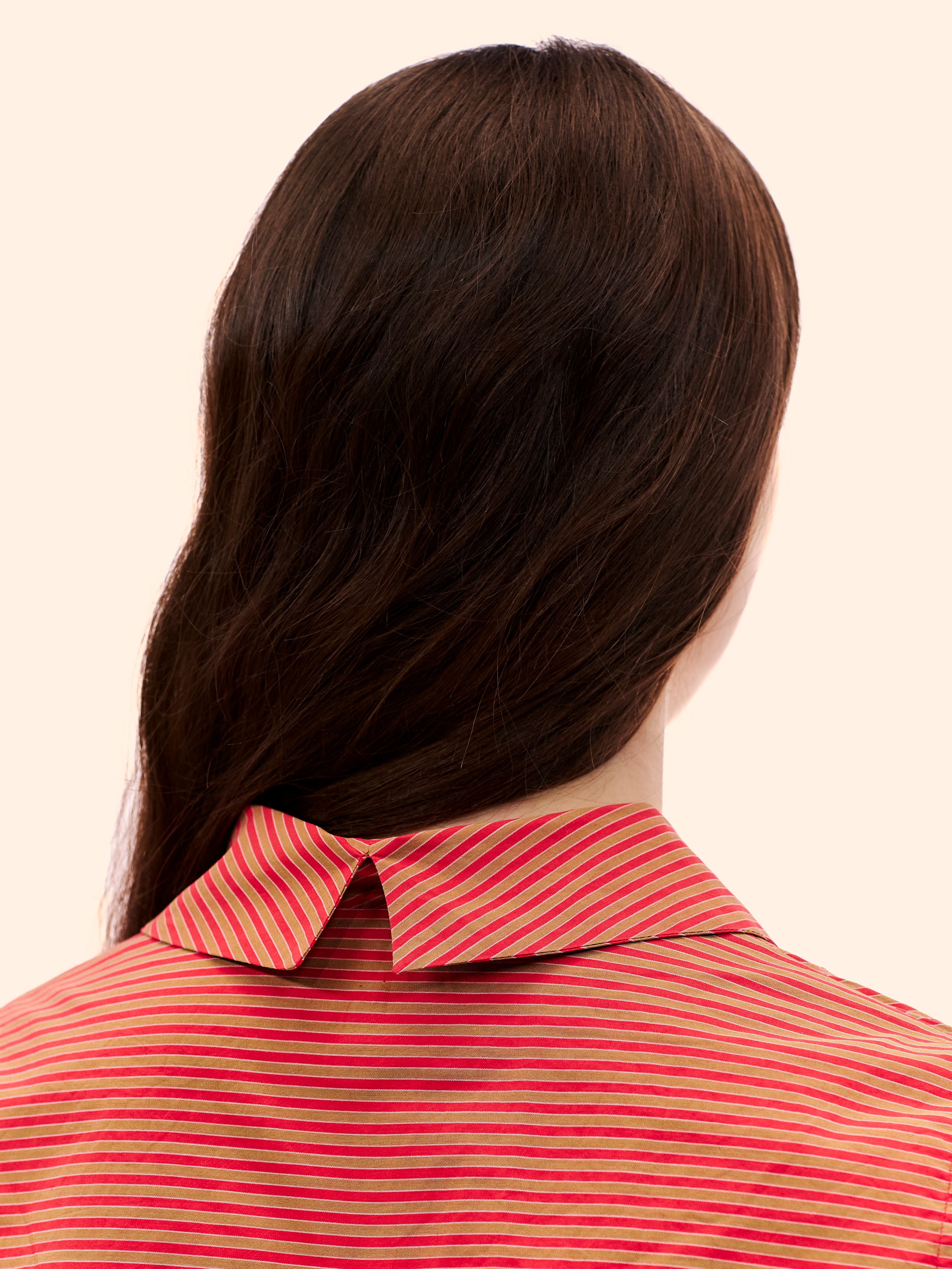 1997 ROMEO GIGLI SHAWL COLLAR ORANGE STRIPE SHIRT
