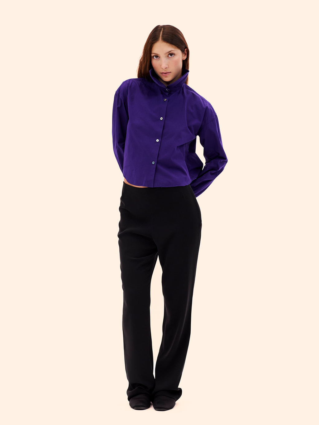 1990'S ROMEO GIGLI PURPLE HIGH COLLAR SHIRT