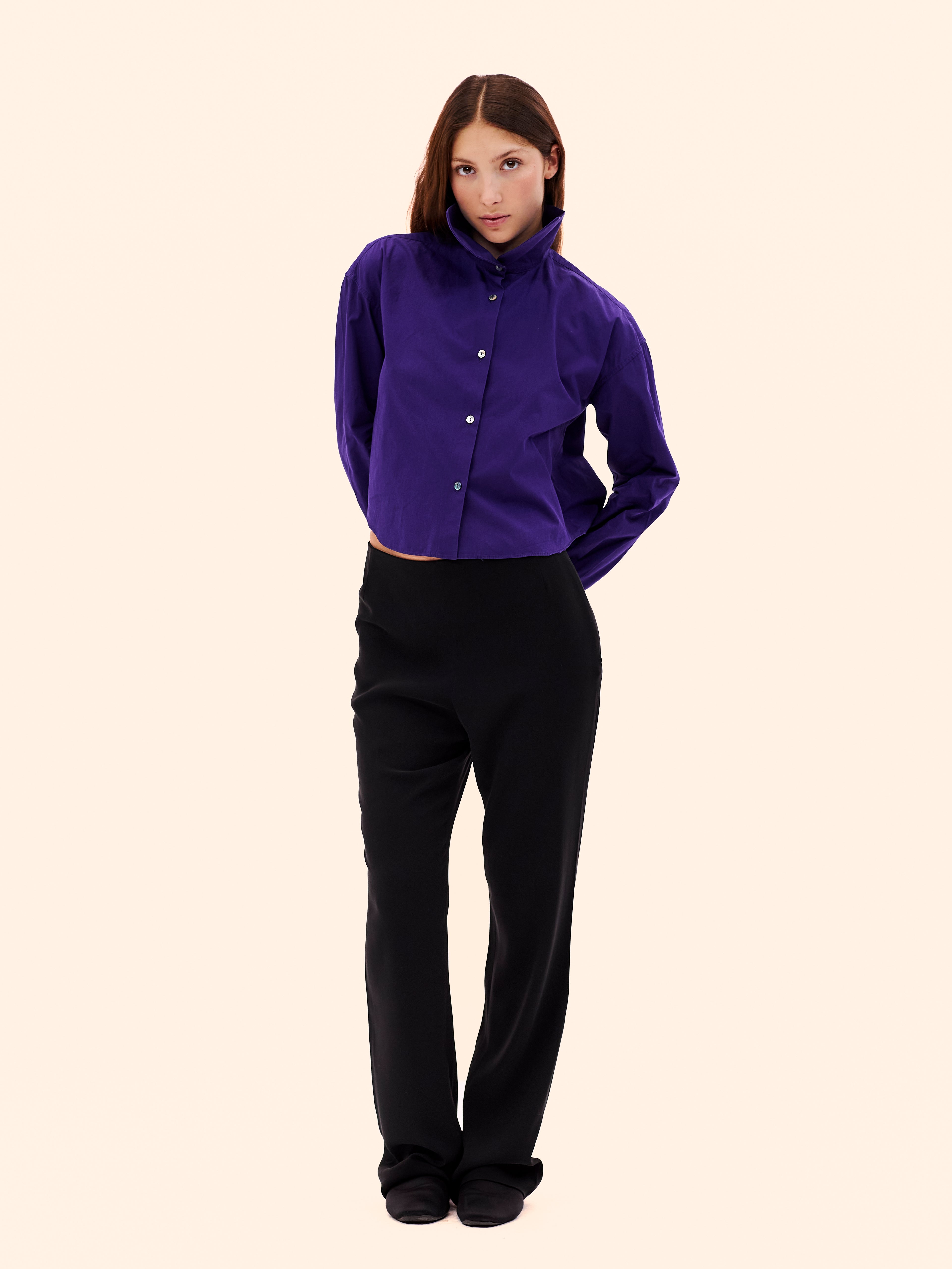 1990'S ROMEO GIGLI PURPLE HIGH COLLAR SHIRT
