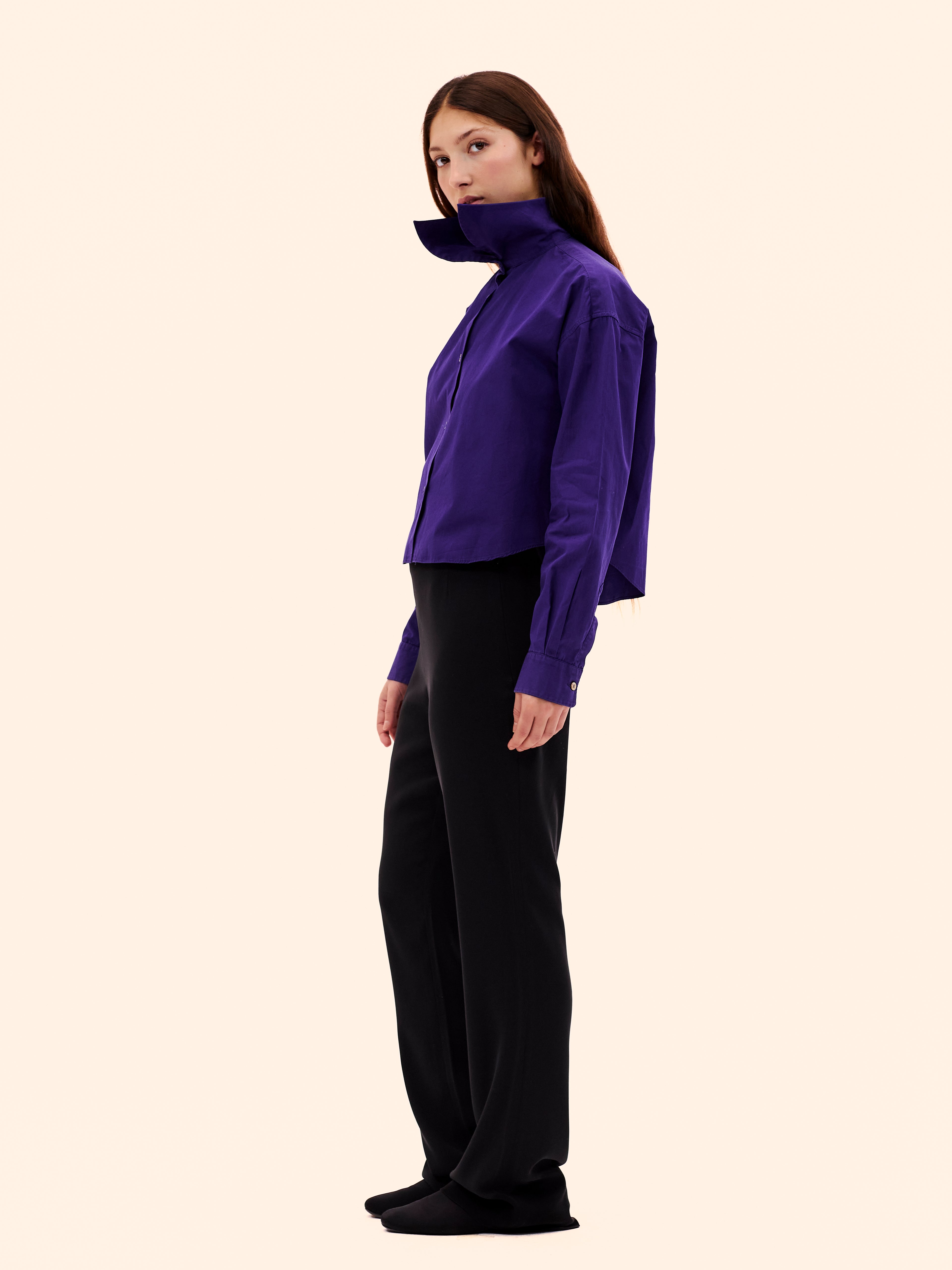 1990'S ROMEO GIGLI PURPLE HIGH COLLAR SHIRT