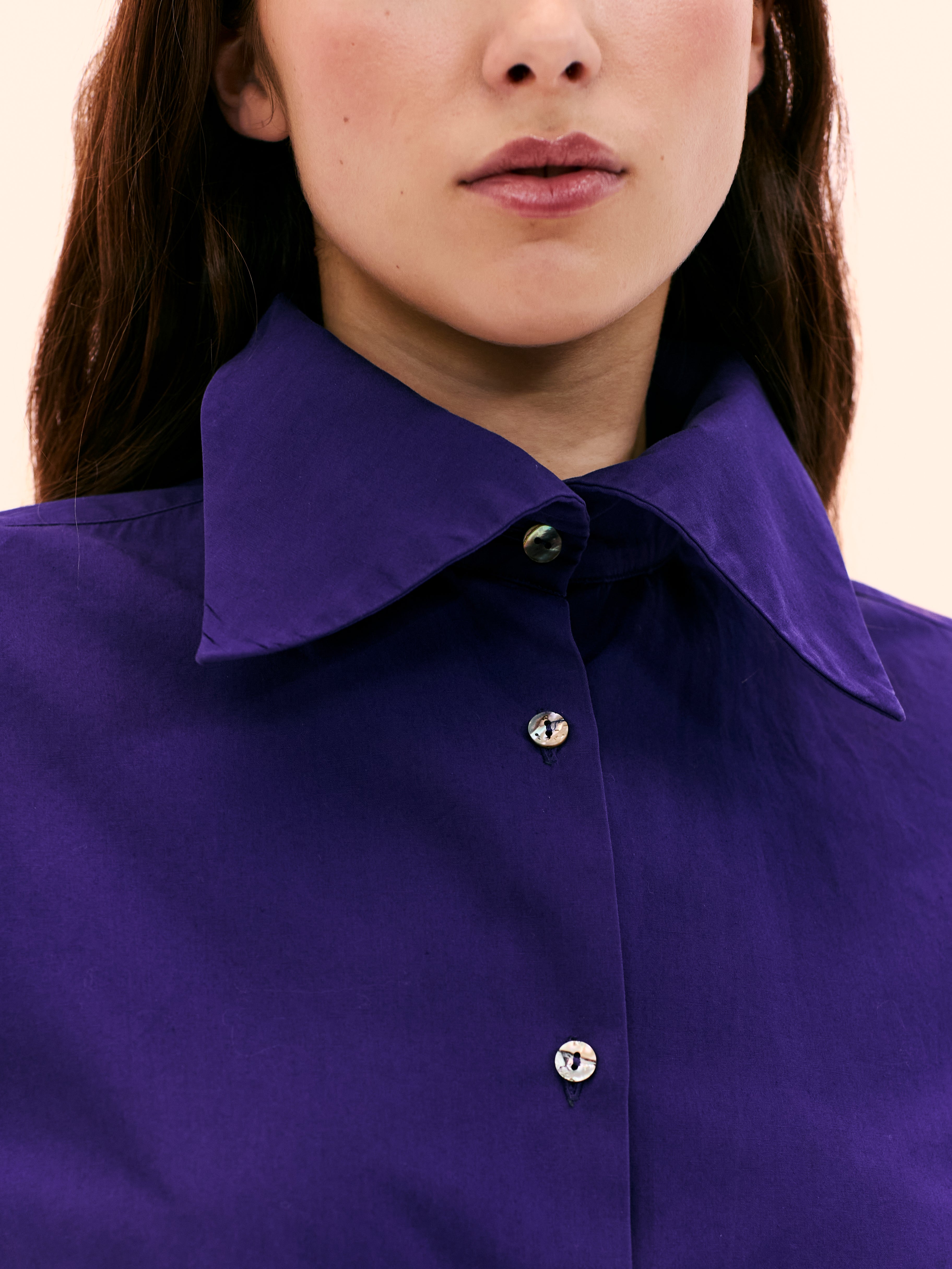 1990'S ROMEO GIGLI PURPLE HIGH COLLAR SHIRT