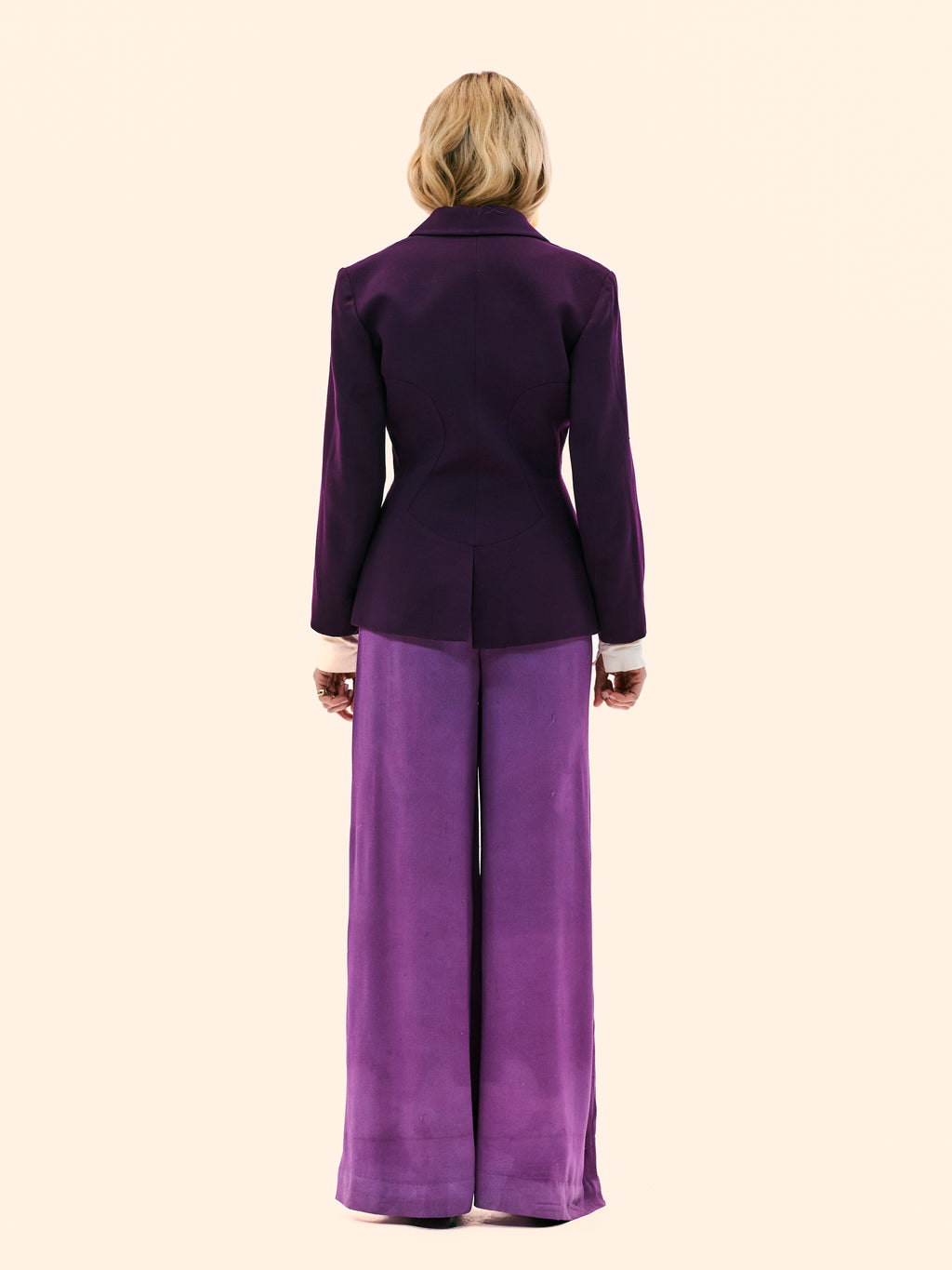 1970'S EXTREME FLARE PURPLE CREPE TROUSERS