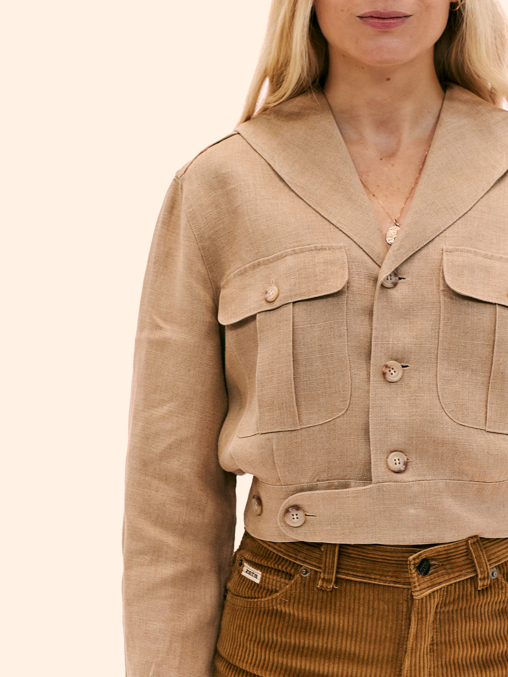 RALPH LAUREN CROPPED LINEN JACKET