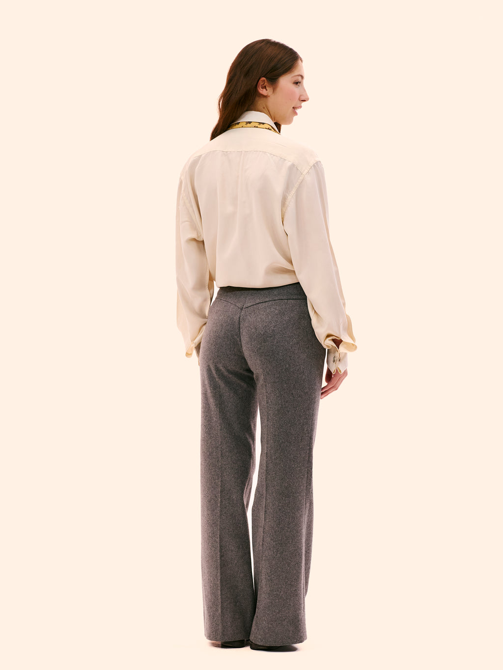 PIERRE CARDIN GREY WOOL FLARED TROUSERS