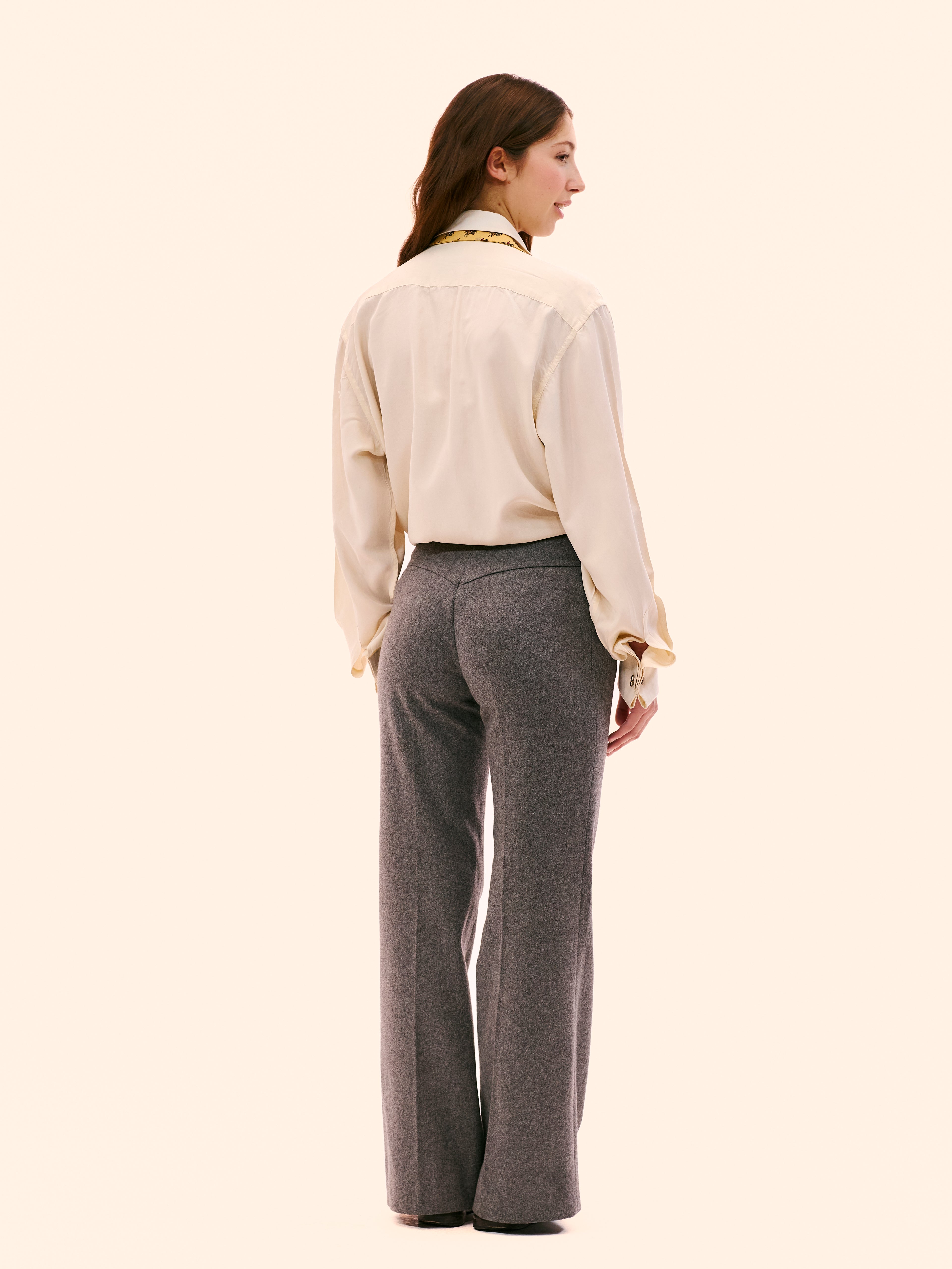PIERRE CARDIN GREY WOOL FLARED TROUSERS