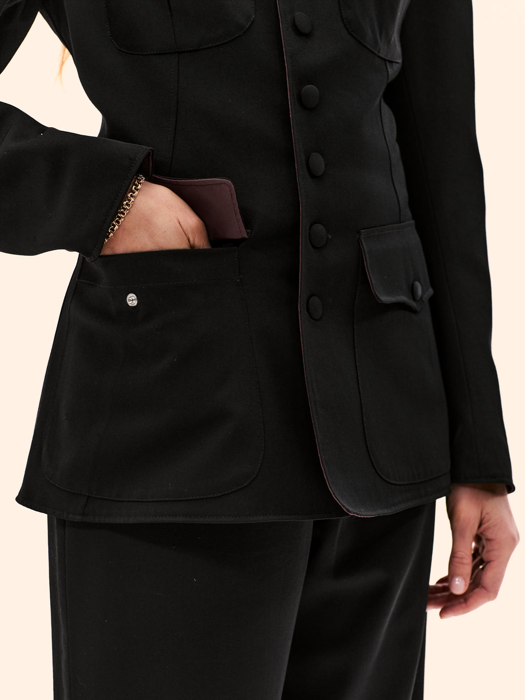 JEAN PAUL GAULTIER NEHRU COLLAR BLACK SUIT