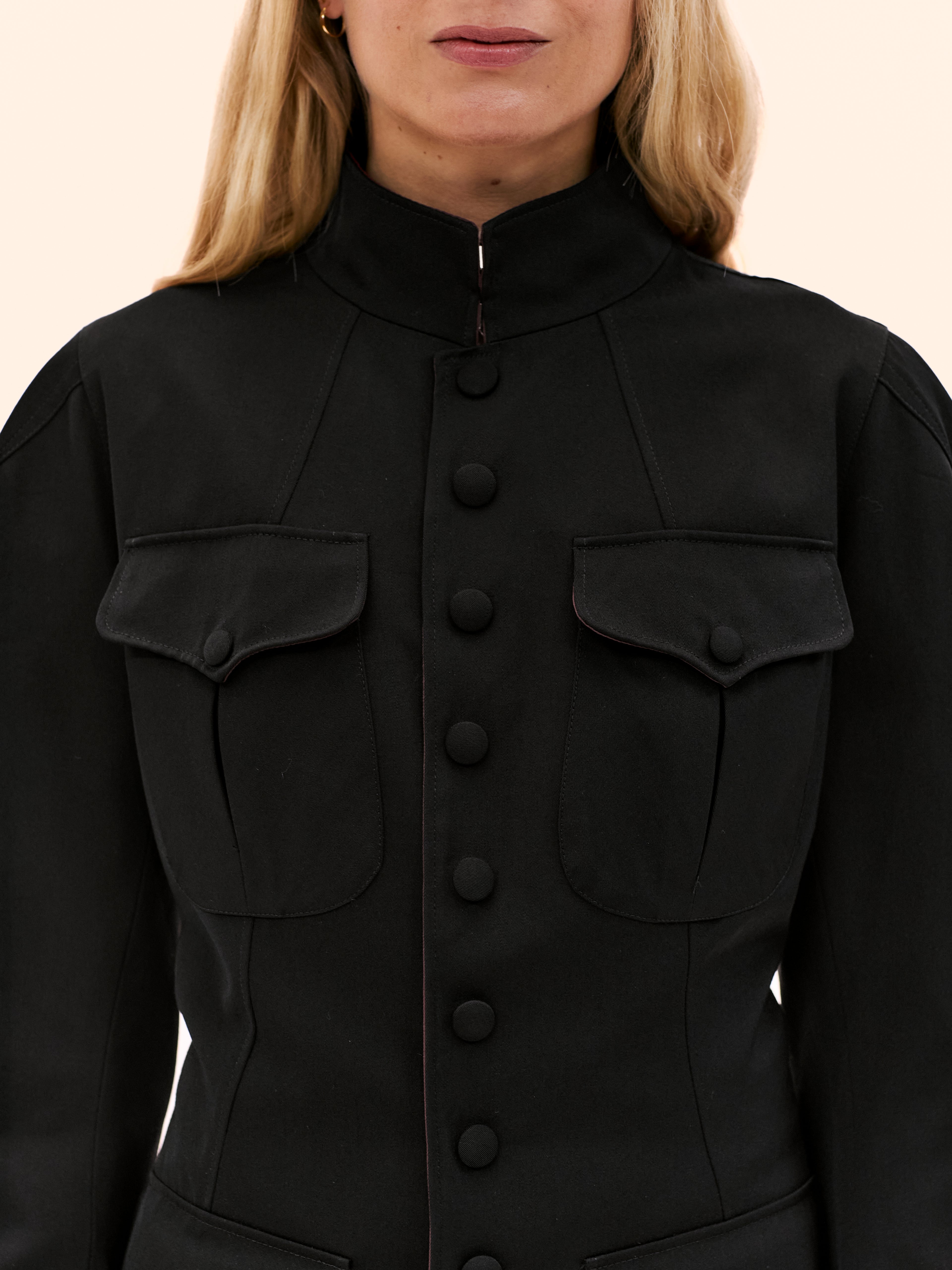 JEAN PAUL GAULTIER NEHRU COLLAR BLACK SUIT